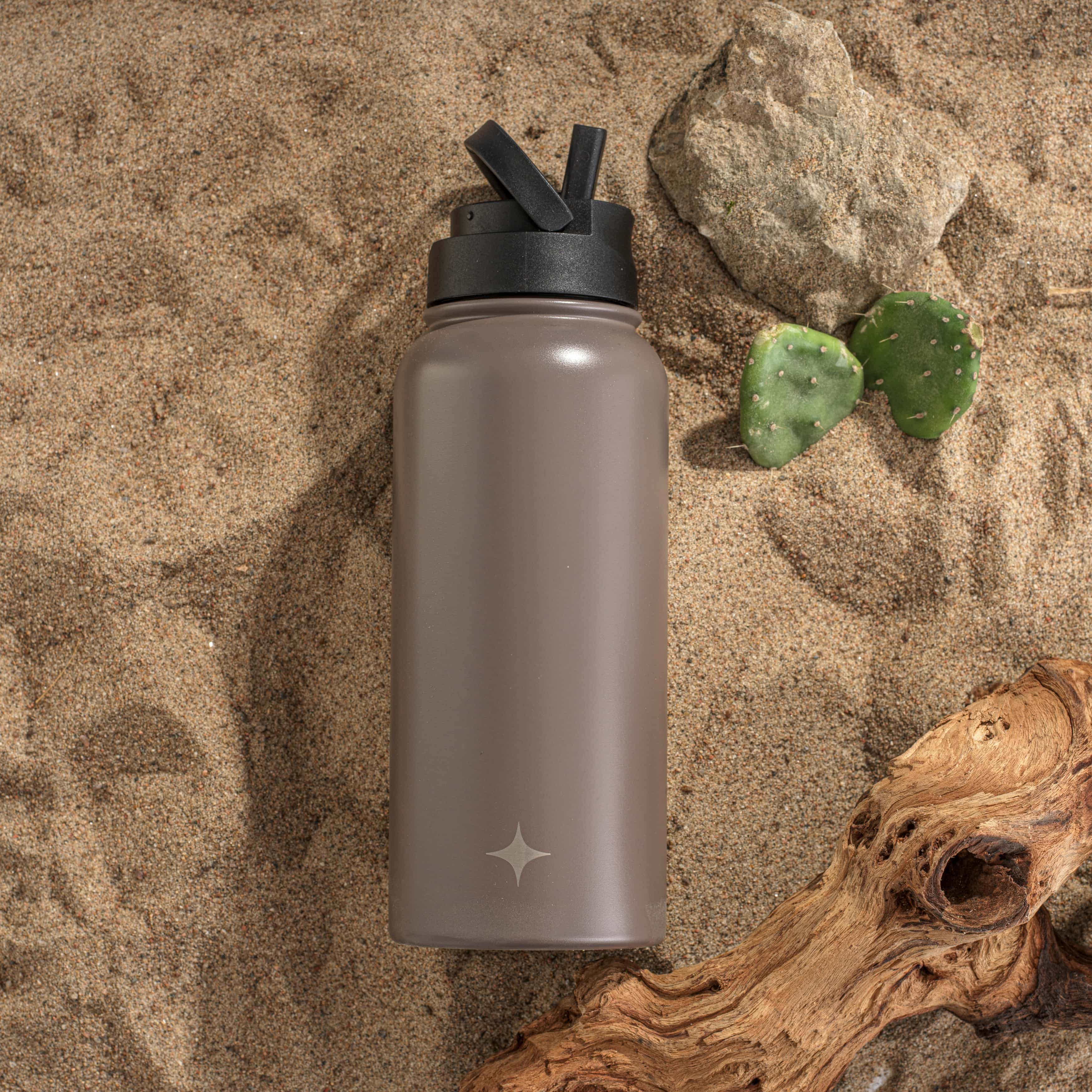 Stainless Steel Water Bottle with Flip Lid & Sport Straw Lid