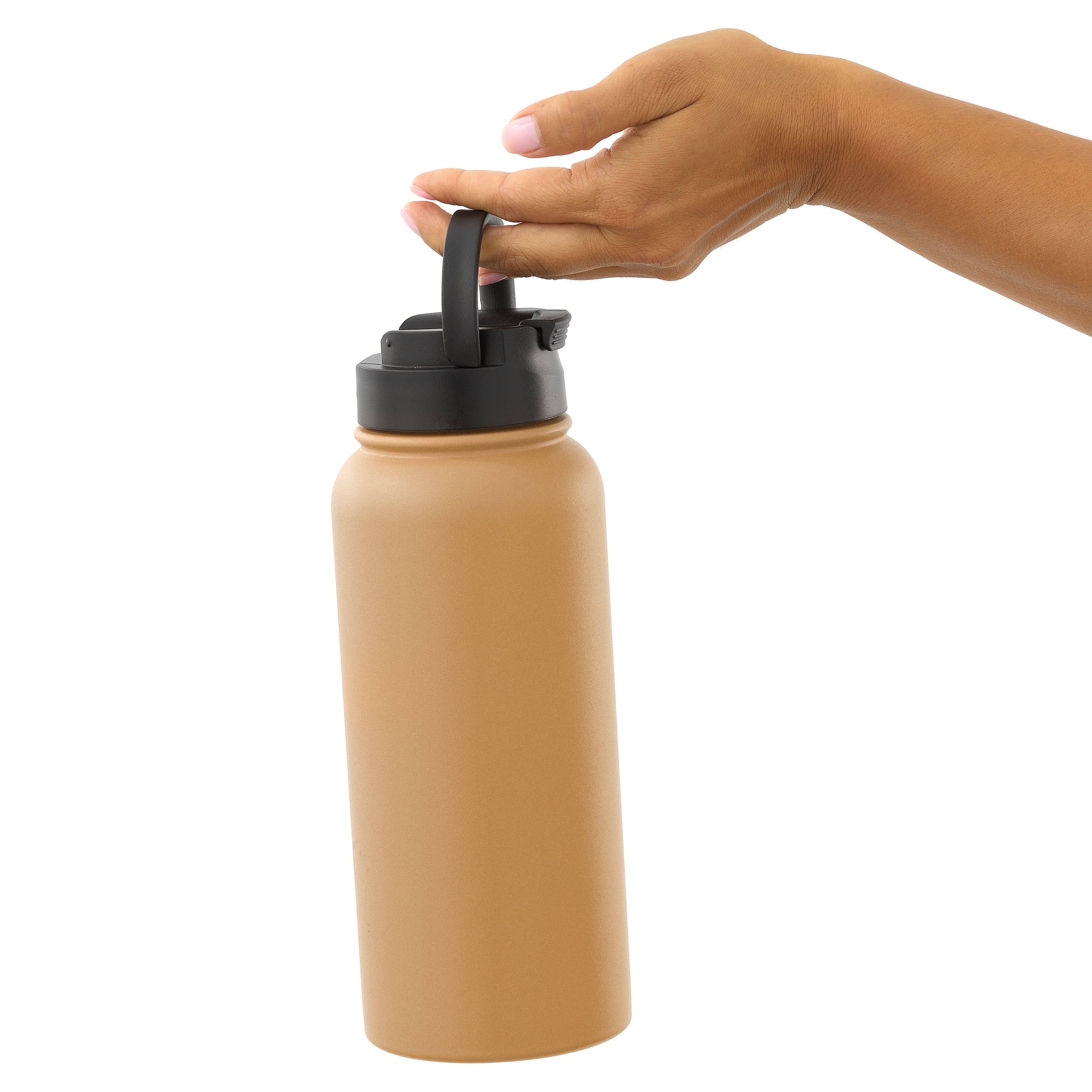 Stainless Steel Water Bottle with Flip Lid & Sport Straw Lid