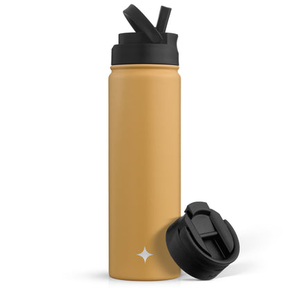 JoyJolt Vacuum Insulated Water Bottle with Flip Lid & Sport Straw Lid