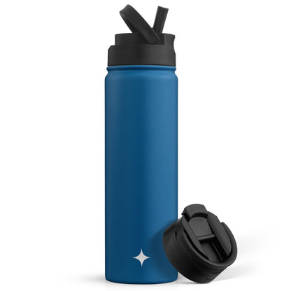 JoyJolt Vacuum Insulated Water Bottle with Flip Lid & Sport Straw Lid
