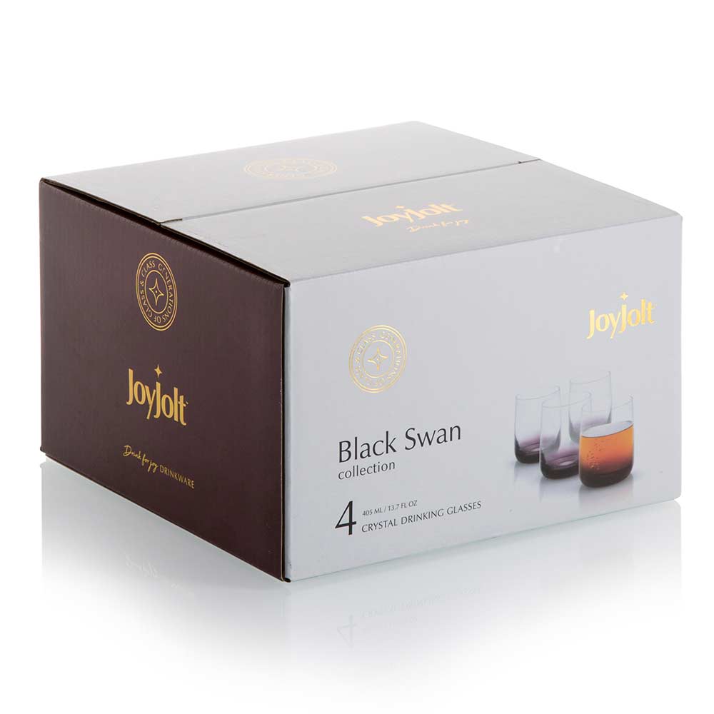 JoyJolt Black Swan Whiskey Glasses
