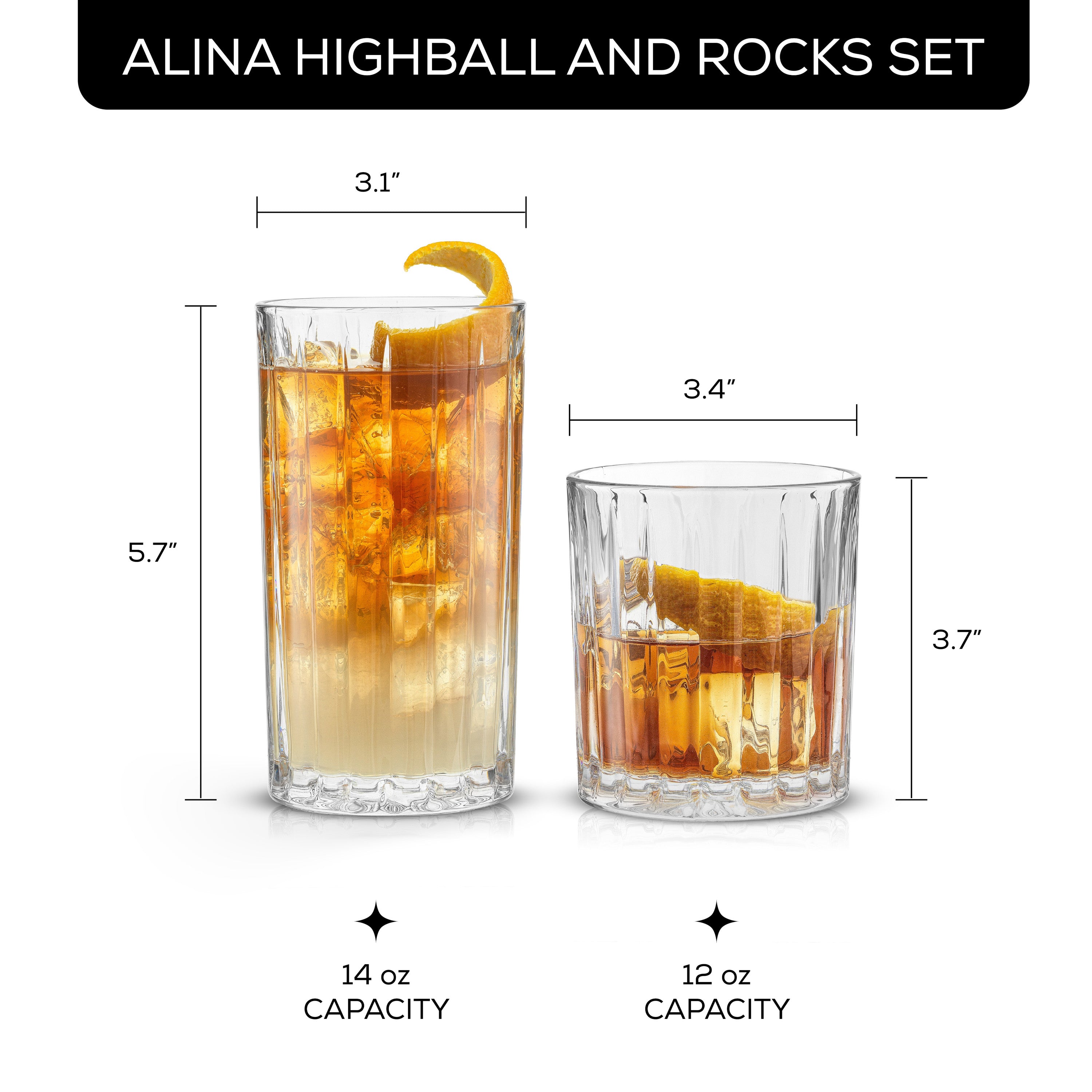 Alina Ribbed Glass Drinkware Set
