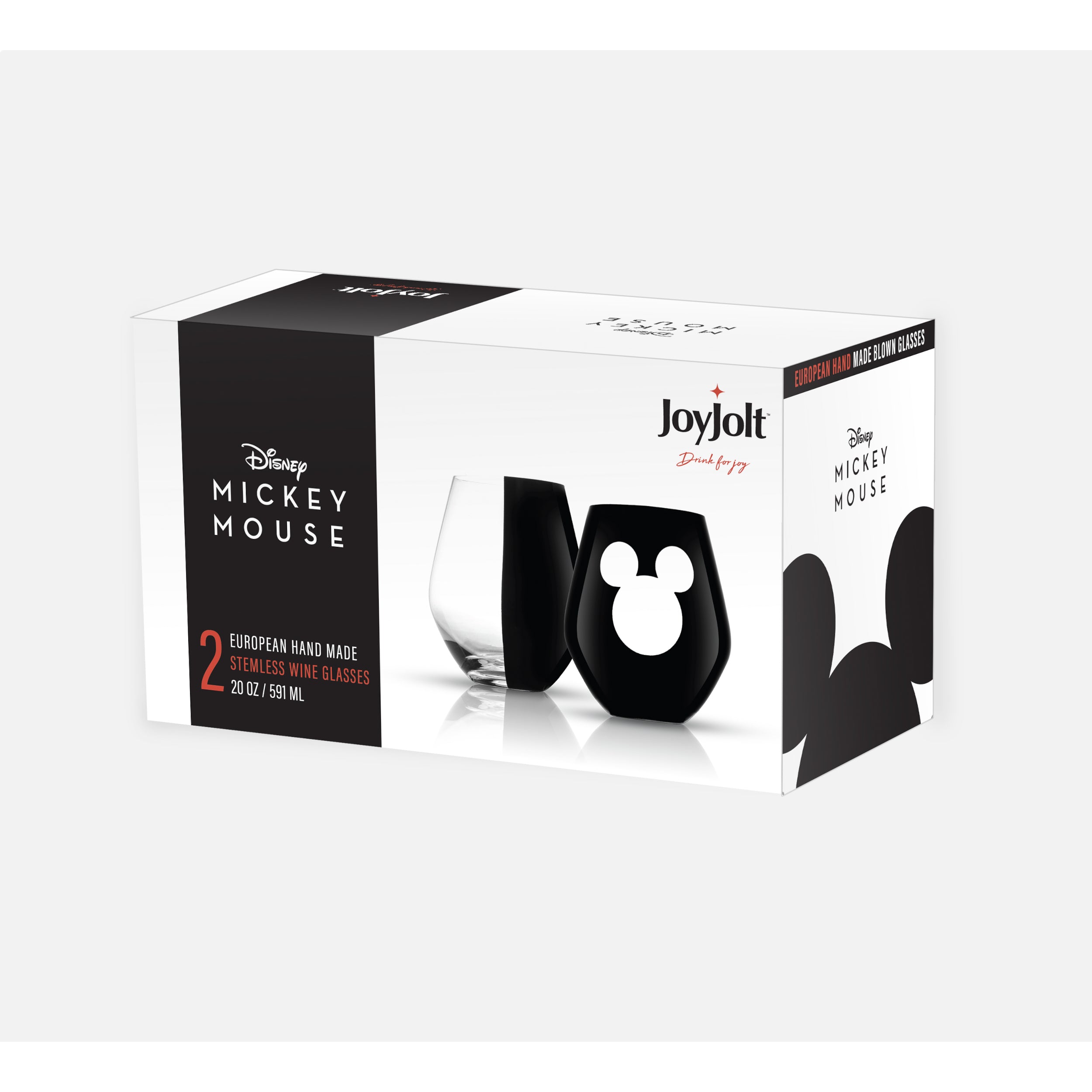 Disney Luxury Mickey Mouse Crystal Stemless Glass Set