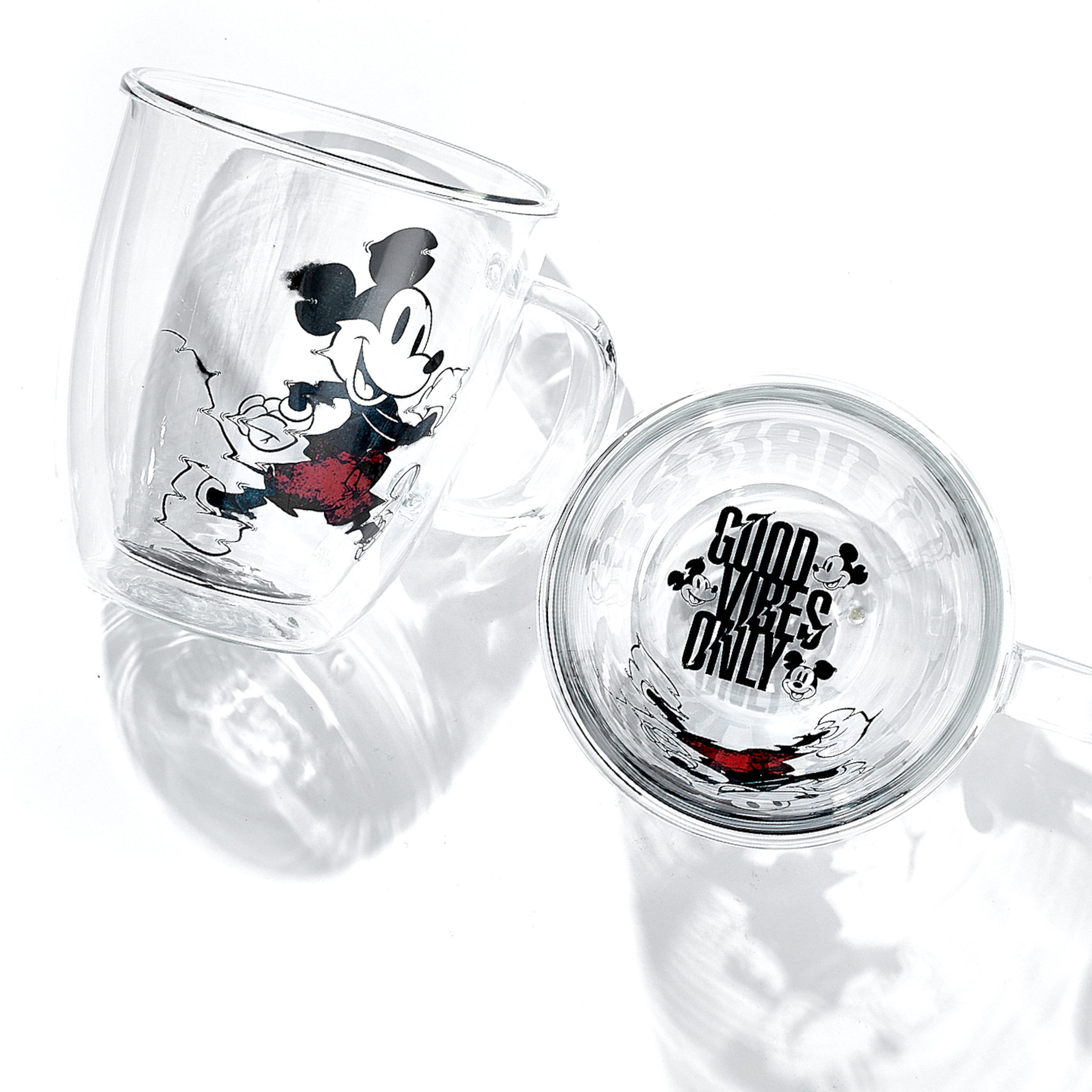 Disney Mickey Mouse Glitch Double Wall Glass Mugs
