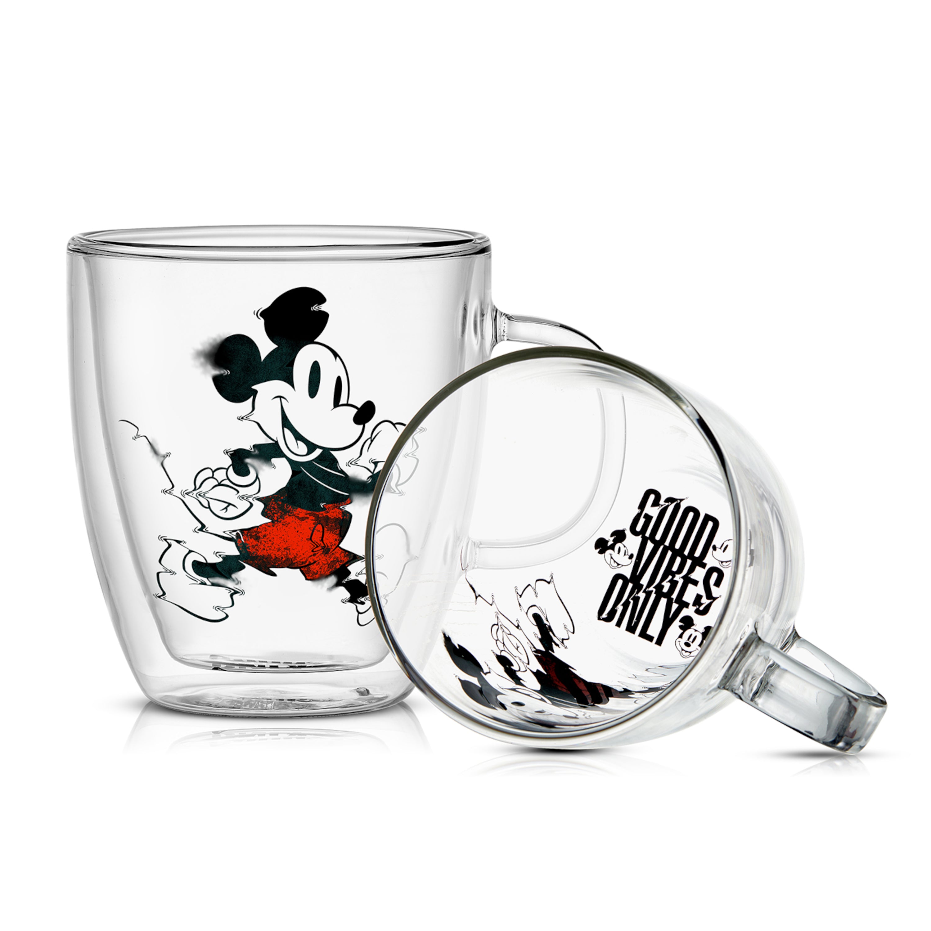 Disney Mickey Mouse Glitch Double Wall Glass Mugs