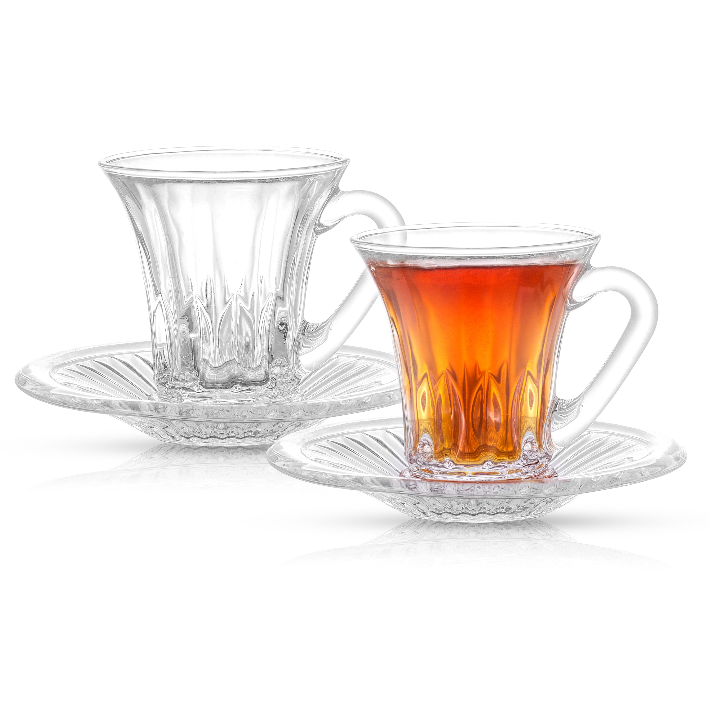 Belle Glass Espresso Cups with Saucer Set - 3.5 oz - Set of 2