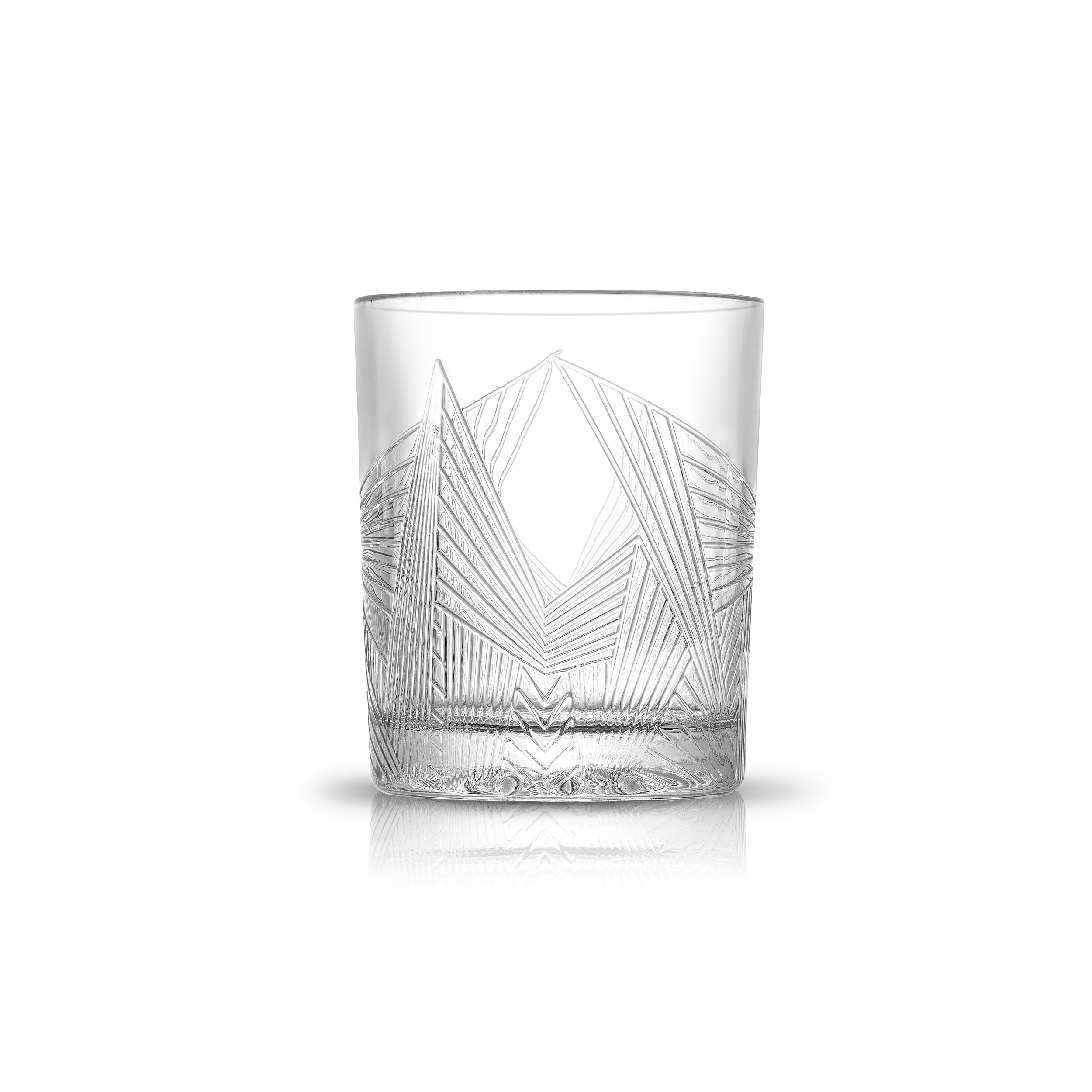 Gatsby Art Deco Double Old Fashion Whiskey Glasses - 10 oz - Set of 6