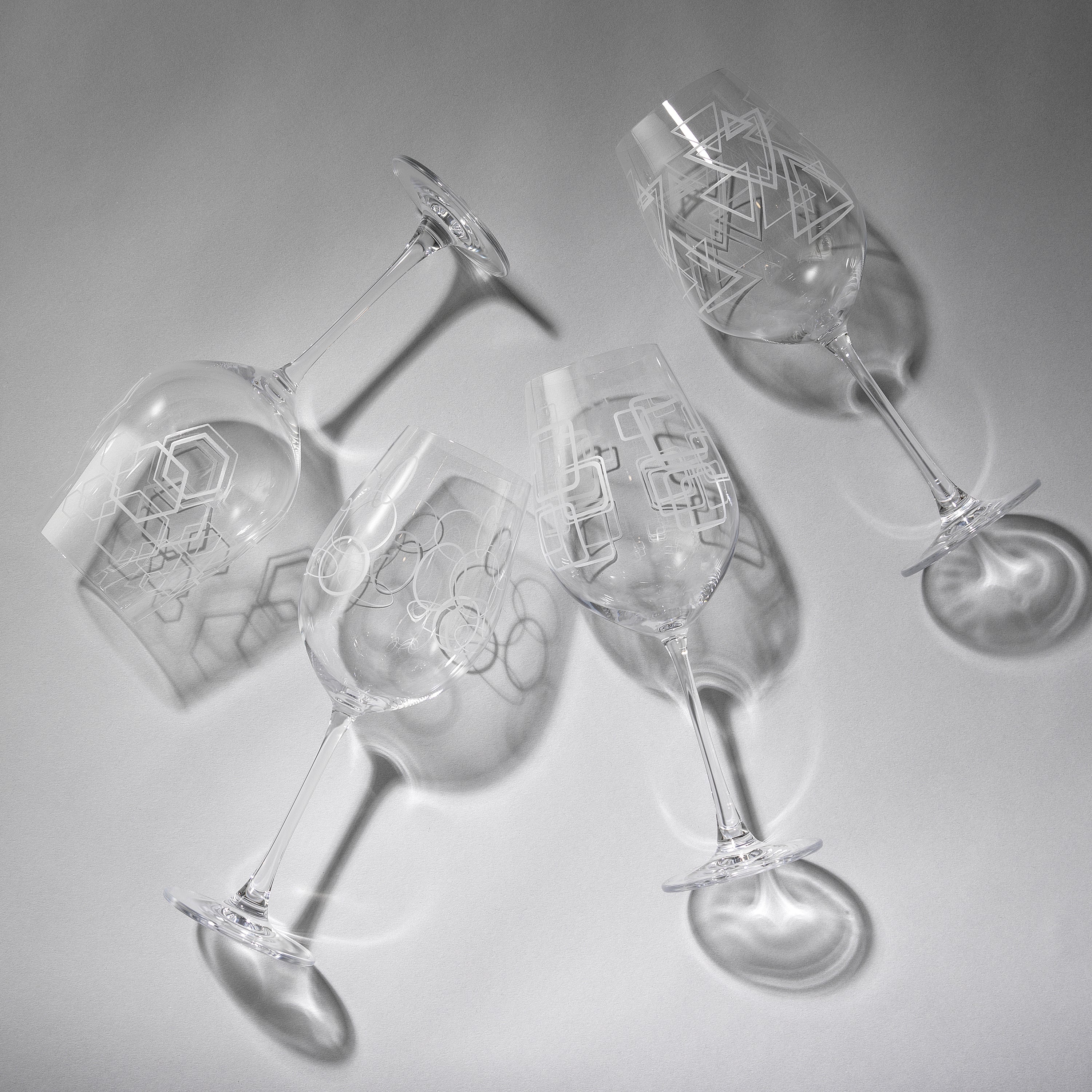Geo Crystal White Wine Glasses Set