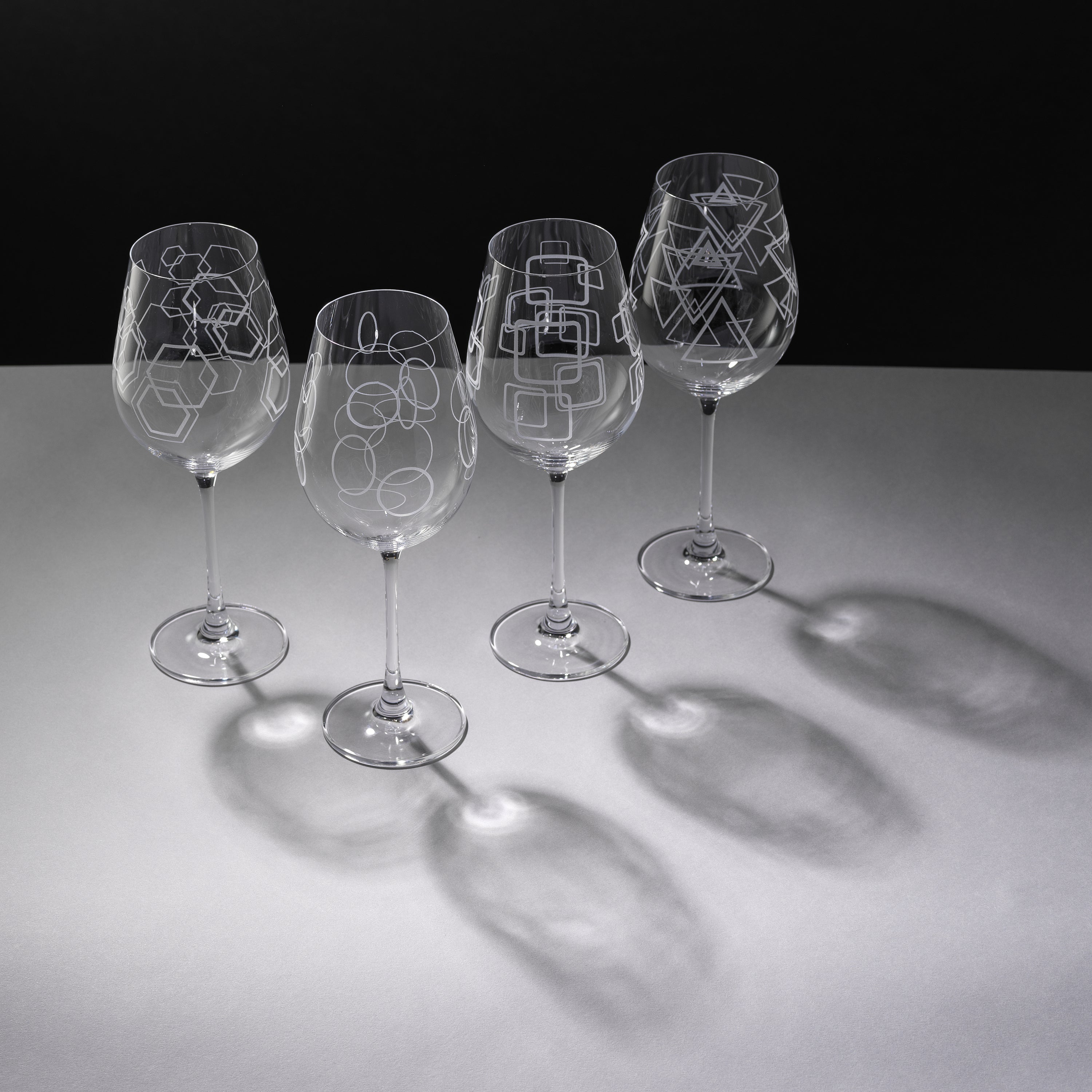 Geo Crystal White Wine Glasses Set
