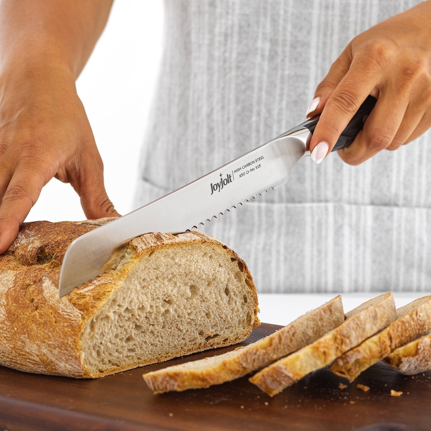 JoyJolt 8-in Bread Knife High Carbon Steel Kitchen Knife