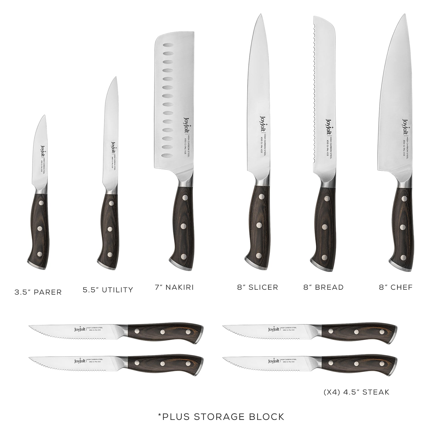 JoyJolt 11-Piece High Carbon Knife Block Set