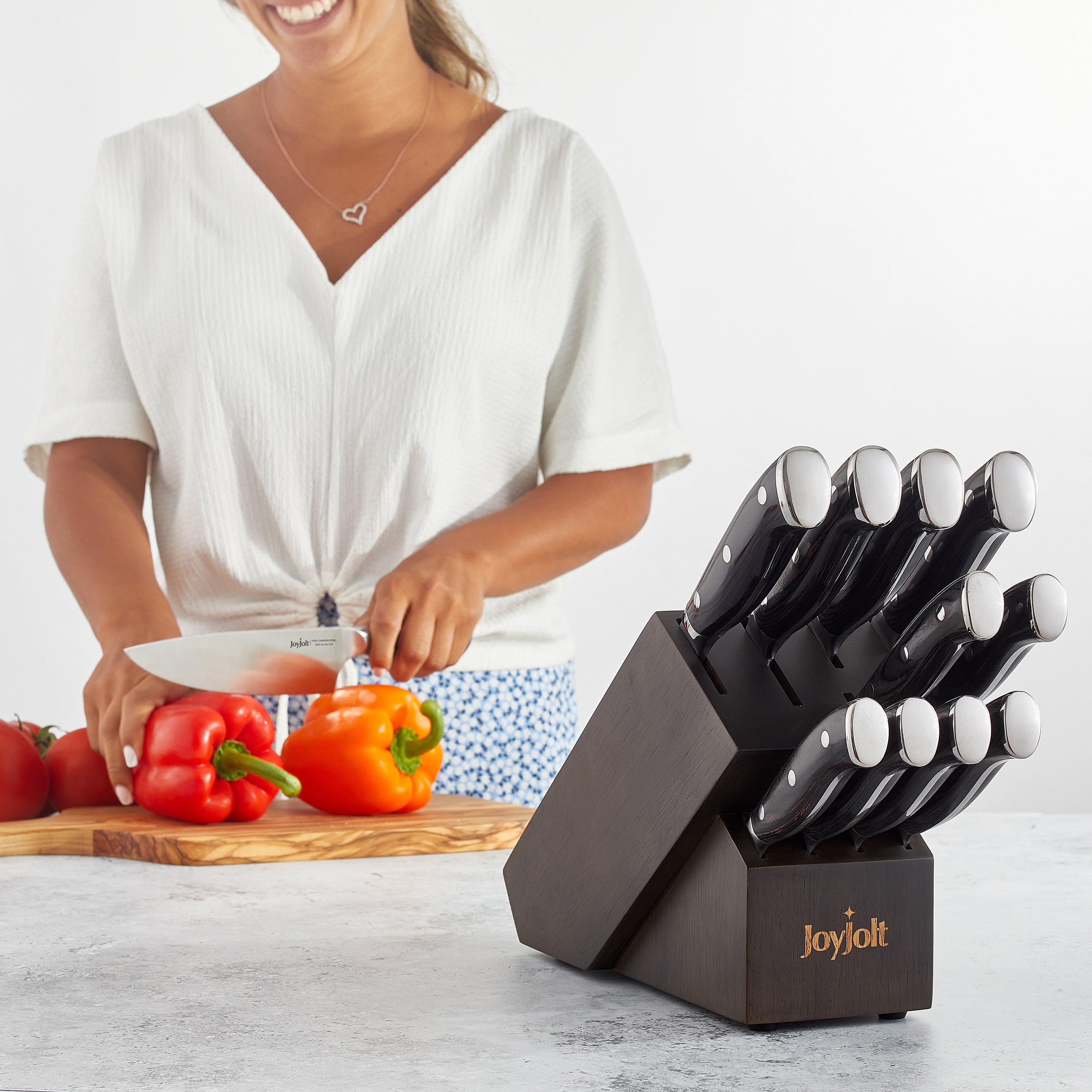 JoyJolt 11-Piece High Carbon Knife Block Set