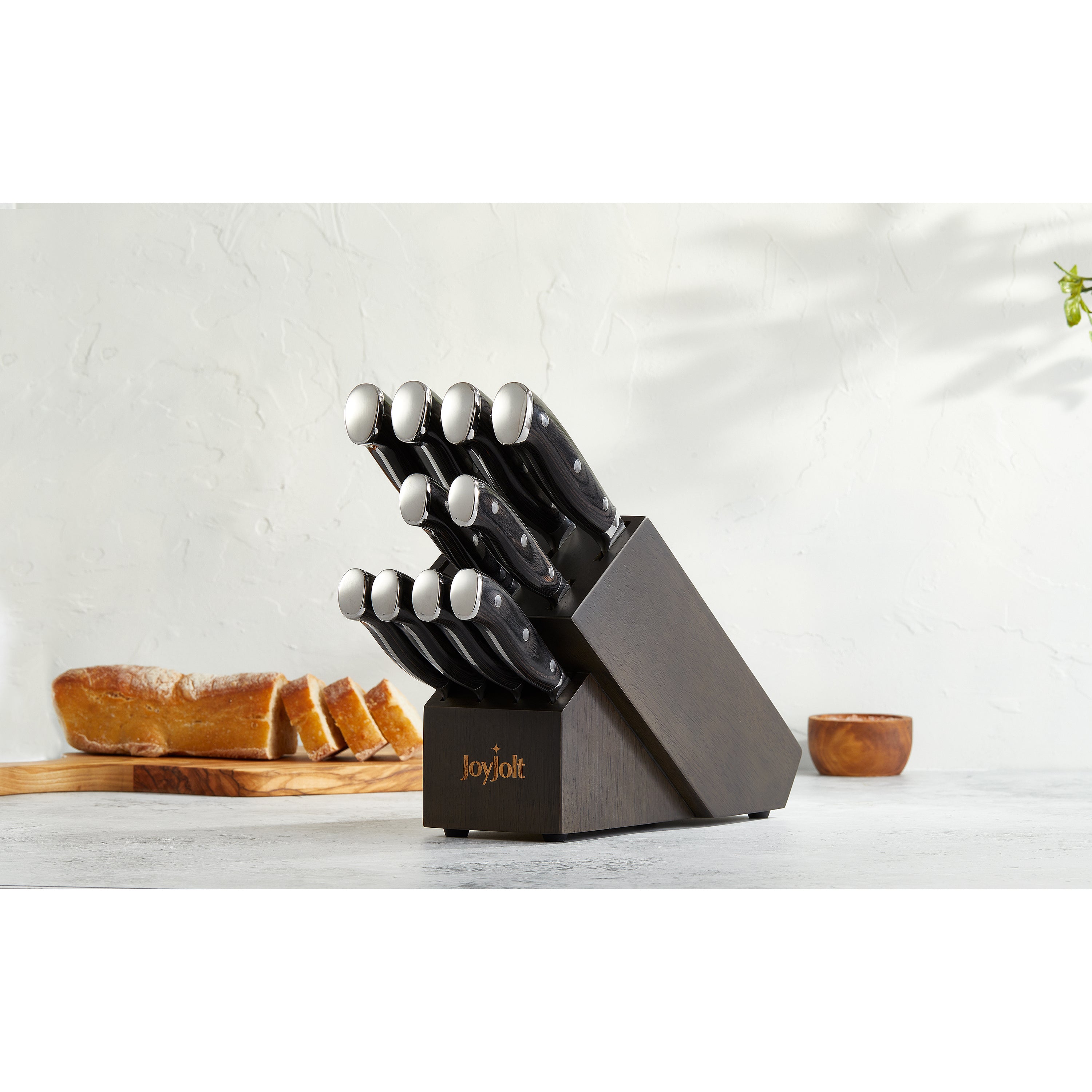 JoyJolt 11-Piece High Carbon Knife Block Set