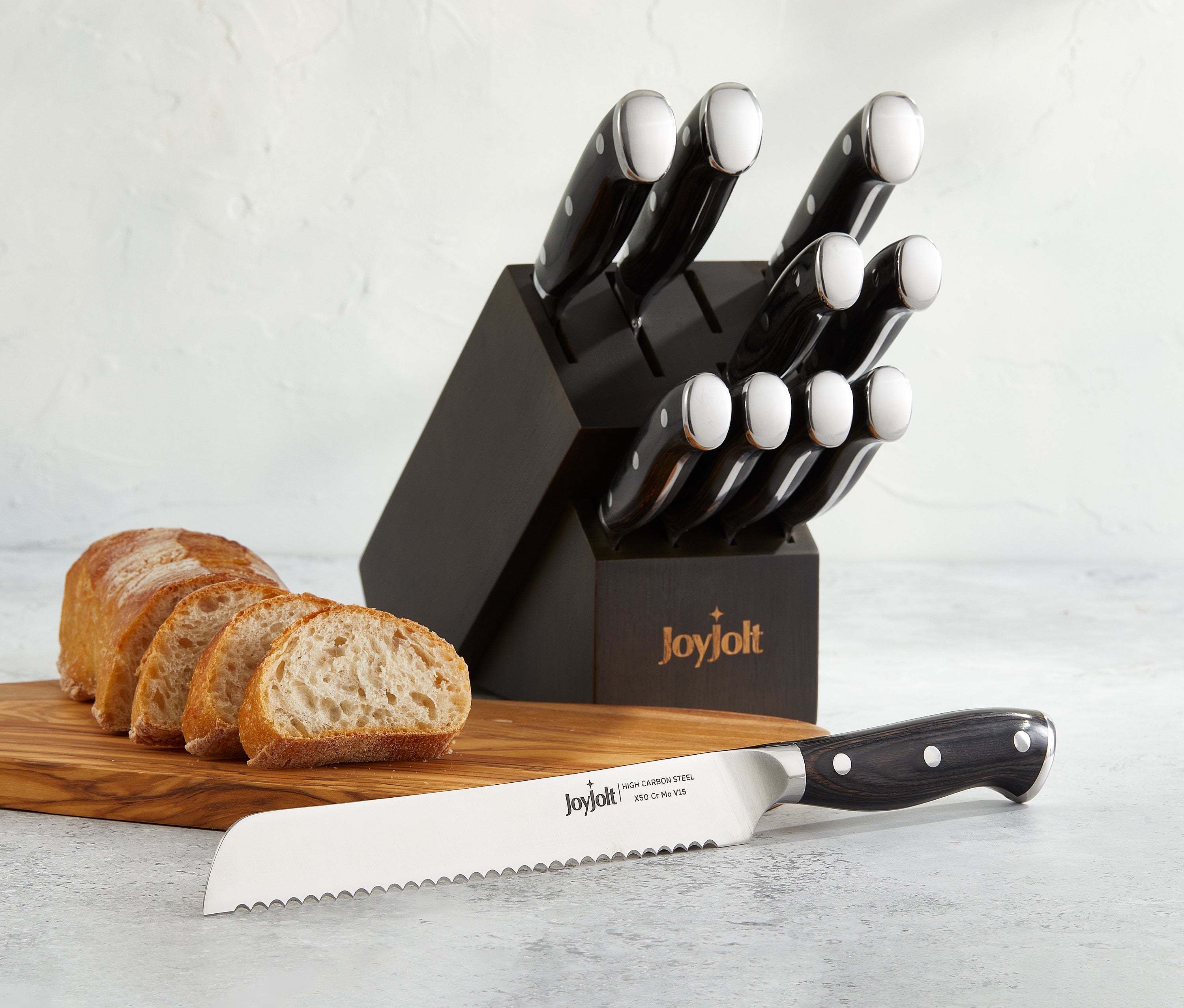 JoyJolt 11-Piece High Carbon Knife Block Set