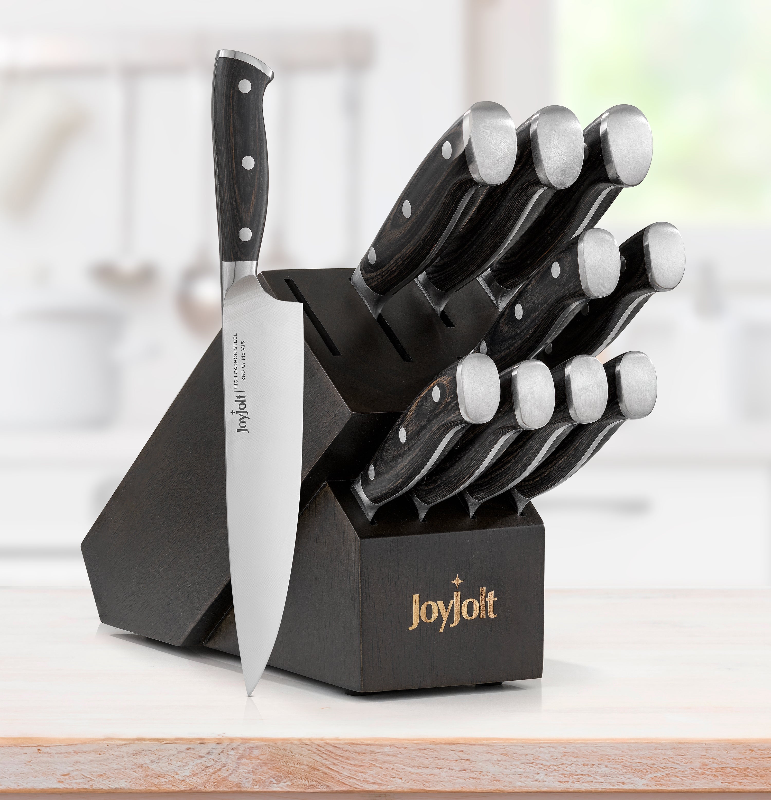 JoyJolt 11-Piece High Carbon Knife Block Set