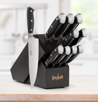 JoyJolt 11-Piece High Carbon Knife Block Set