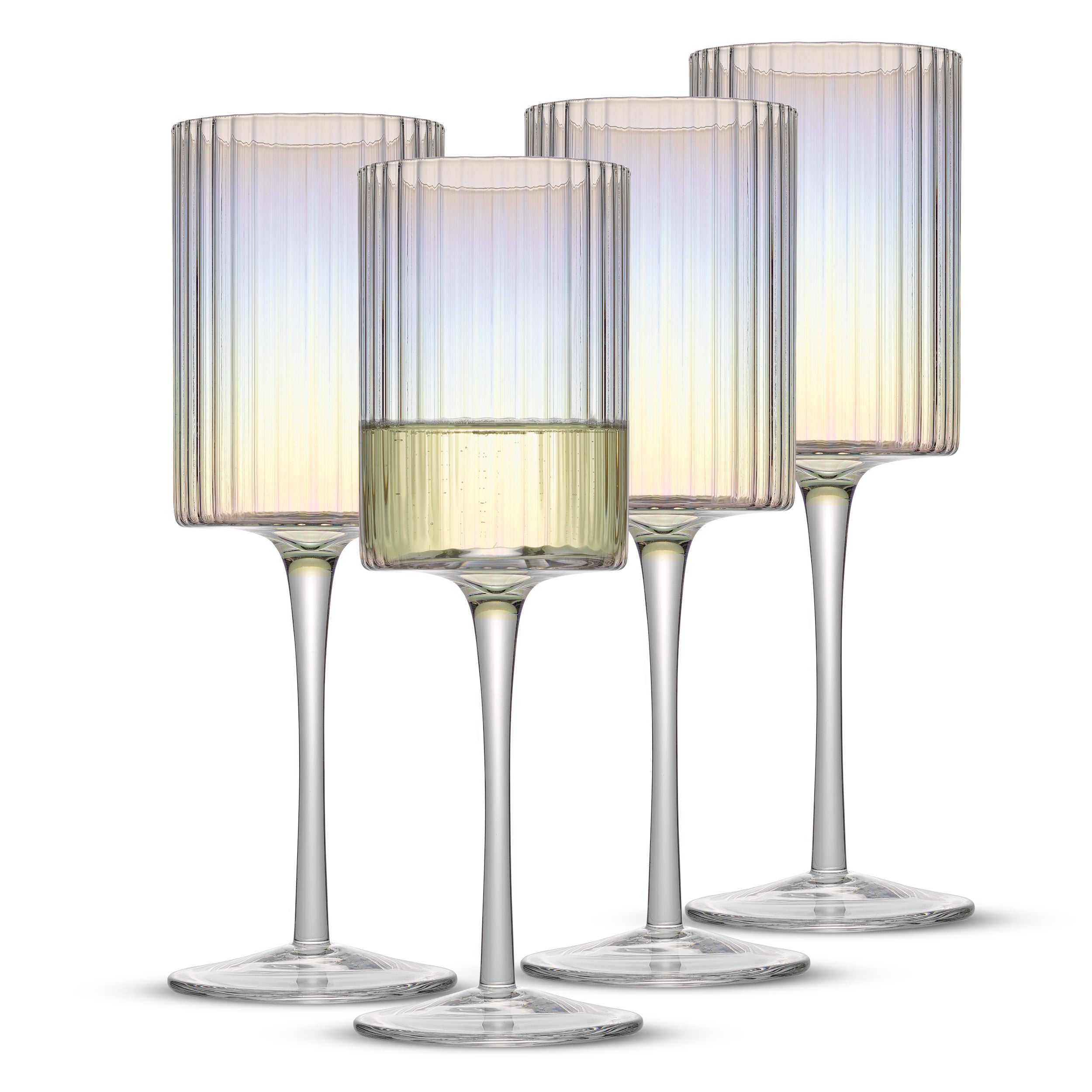 Christian Siriano New York Chroma Iridescent White Wine Glass Set