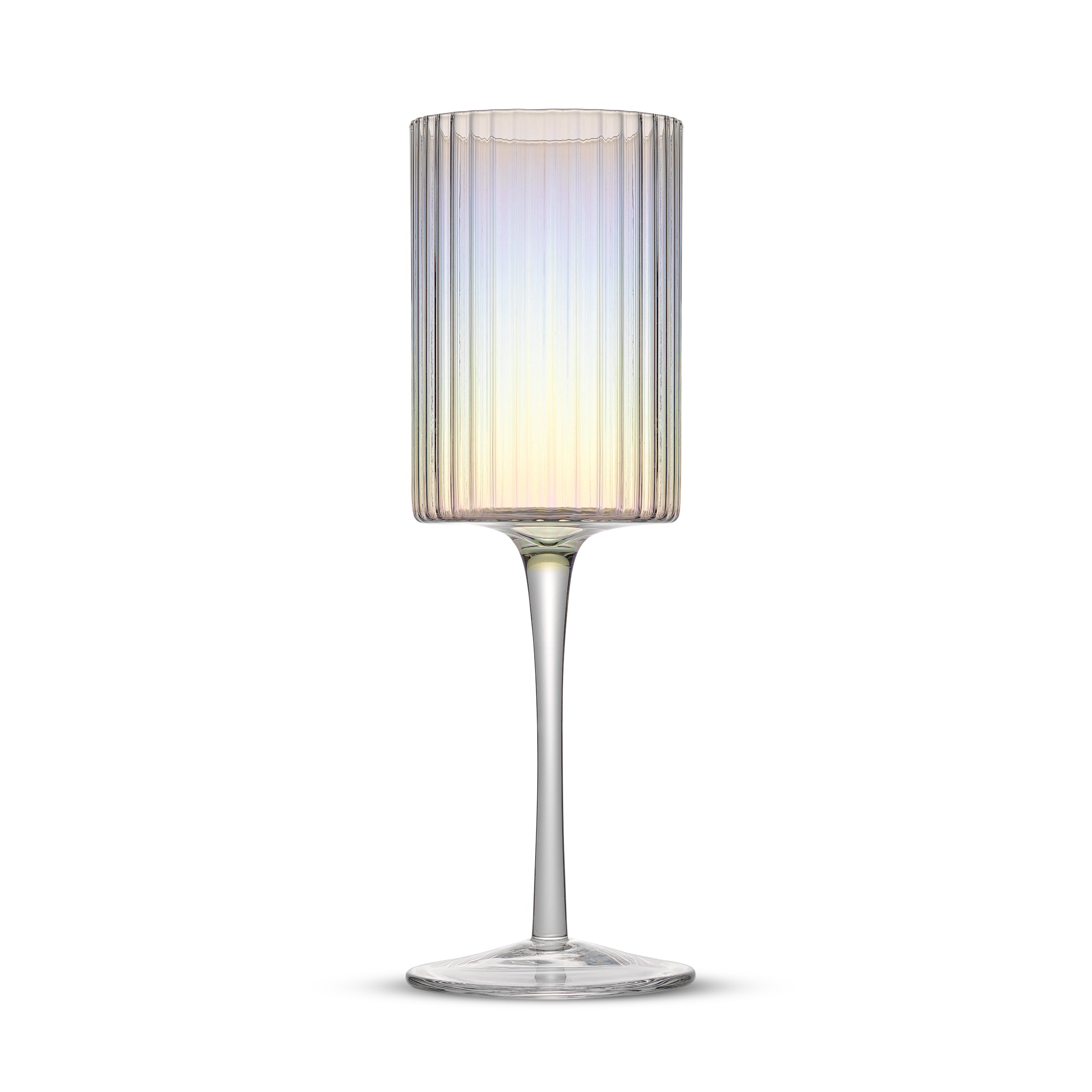 Christian Siriano New York Chroma Iridescent White Wine Glass Set
