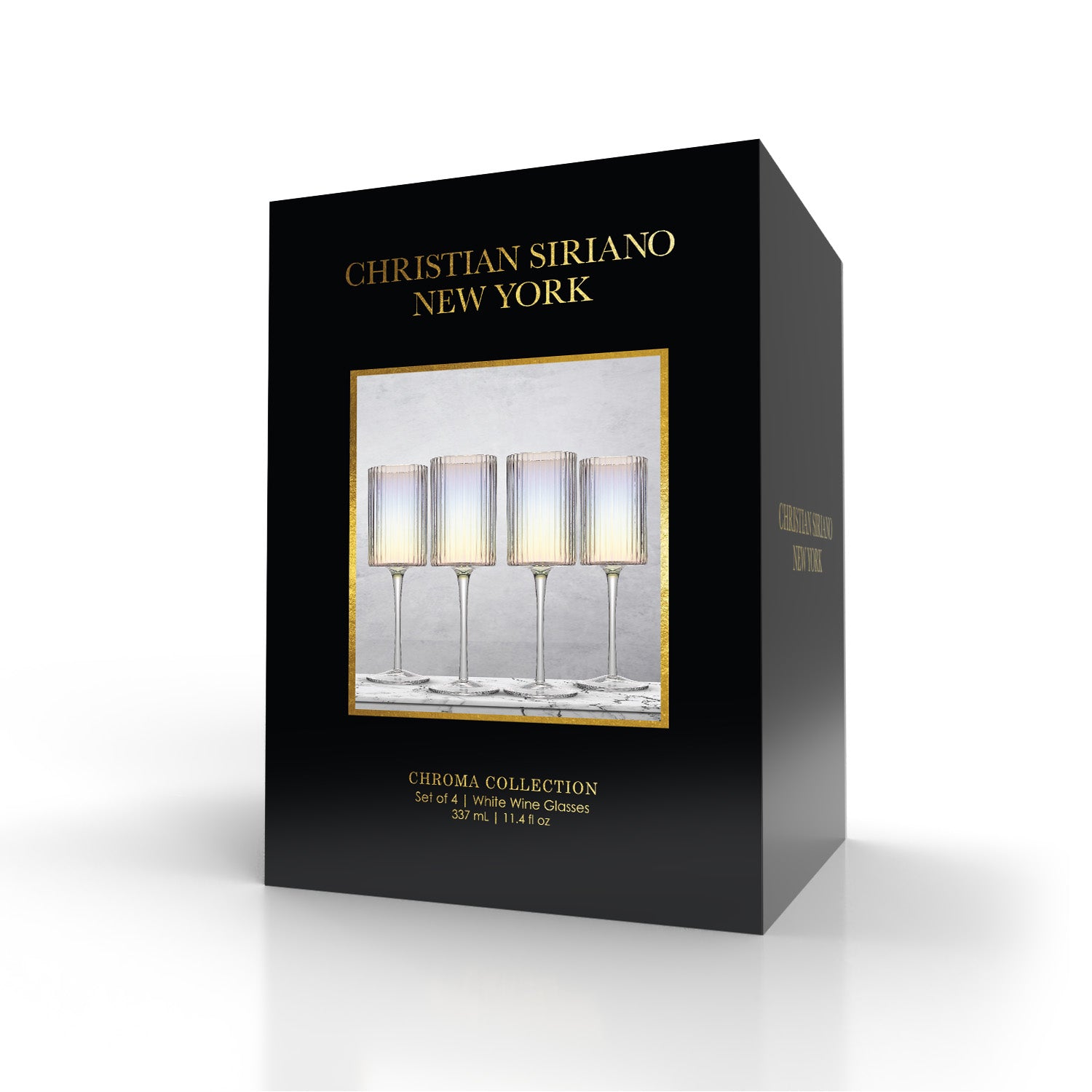 Christian Siriano New York Chroma Iridescent White Wine Glass Set