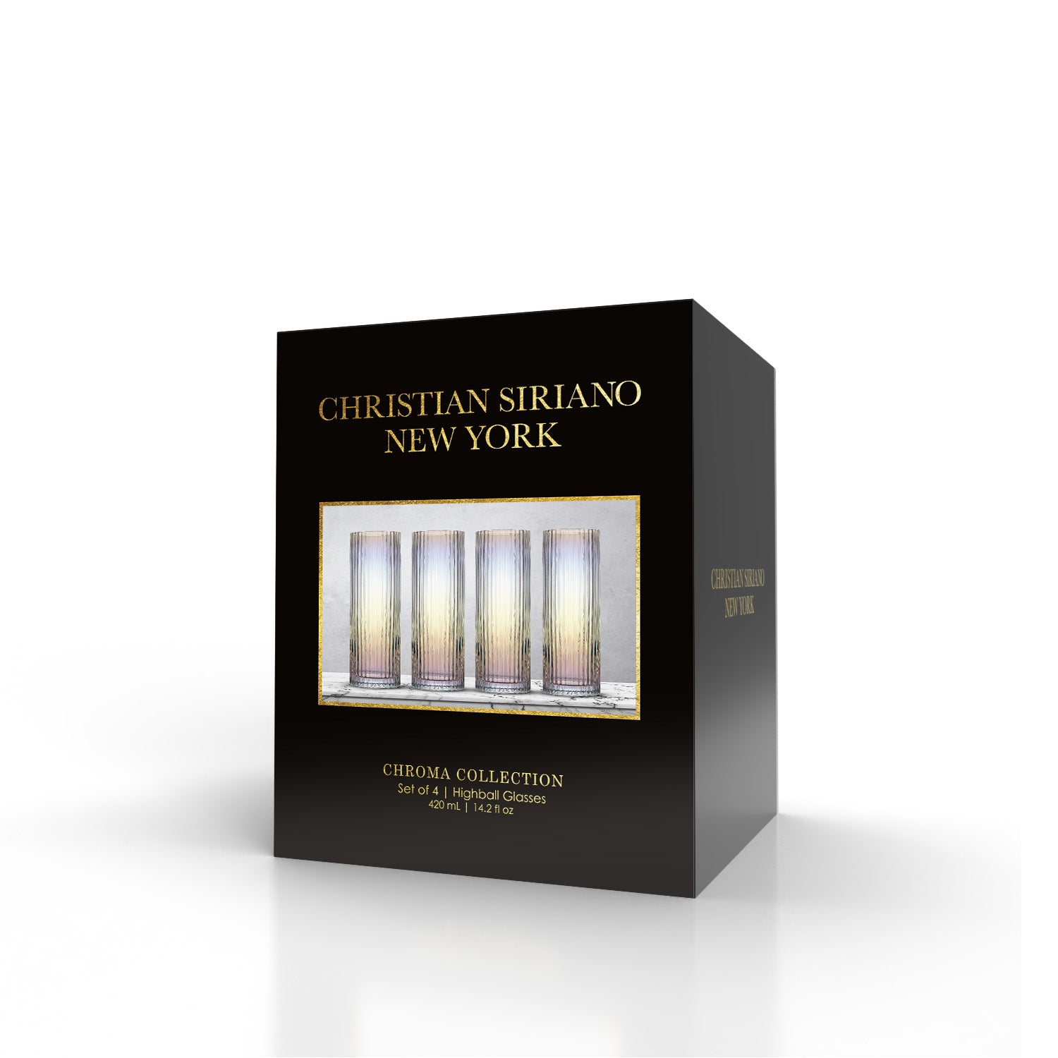 Christian Siriano New York Chroma Iridescent Highball Glass Set