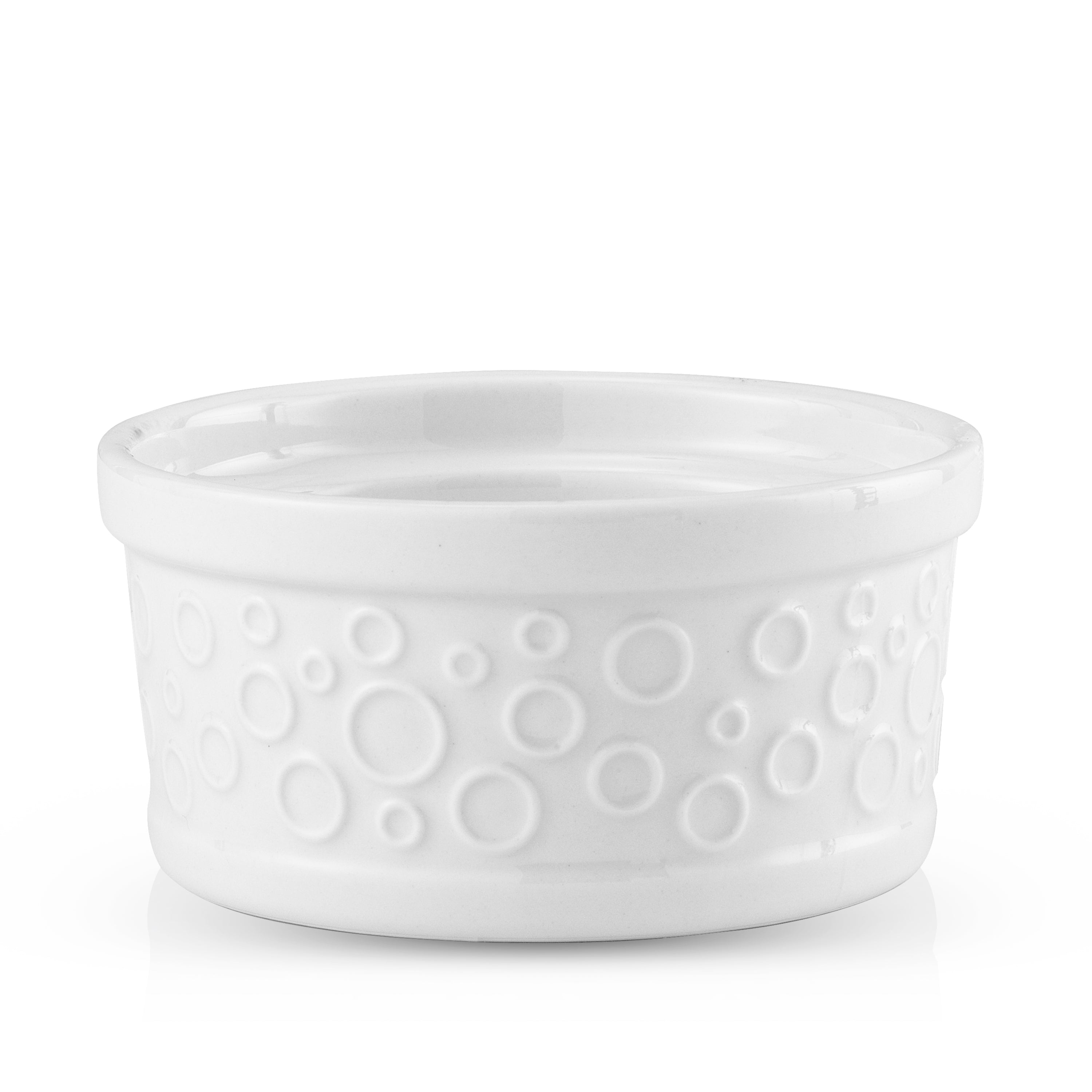 JoyJolt White Embossed Porcelain Ramekins Set