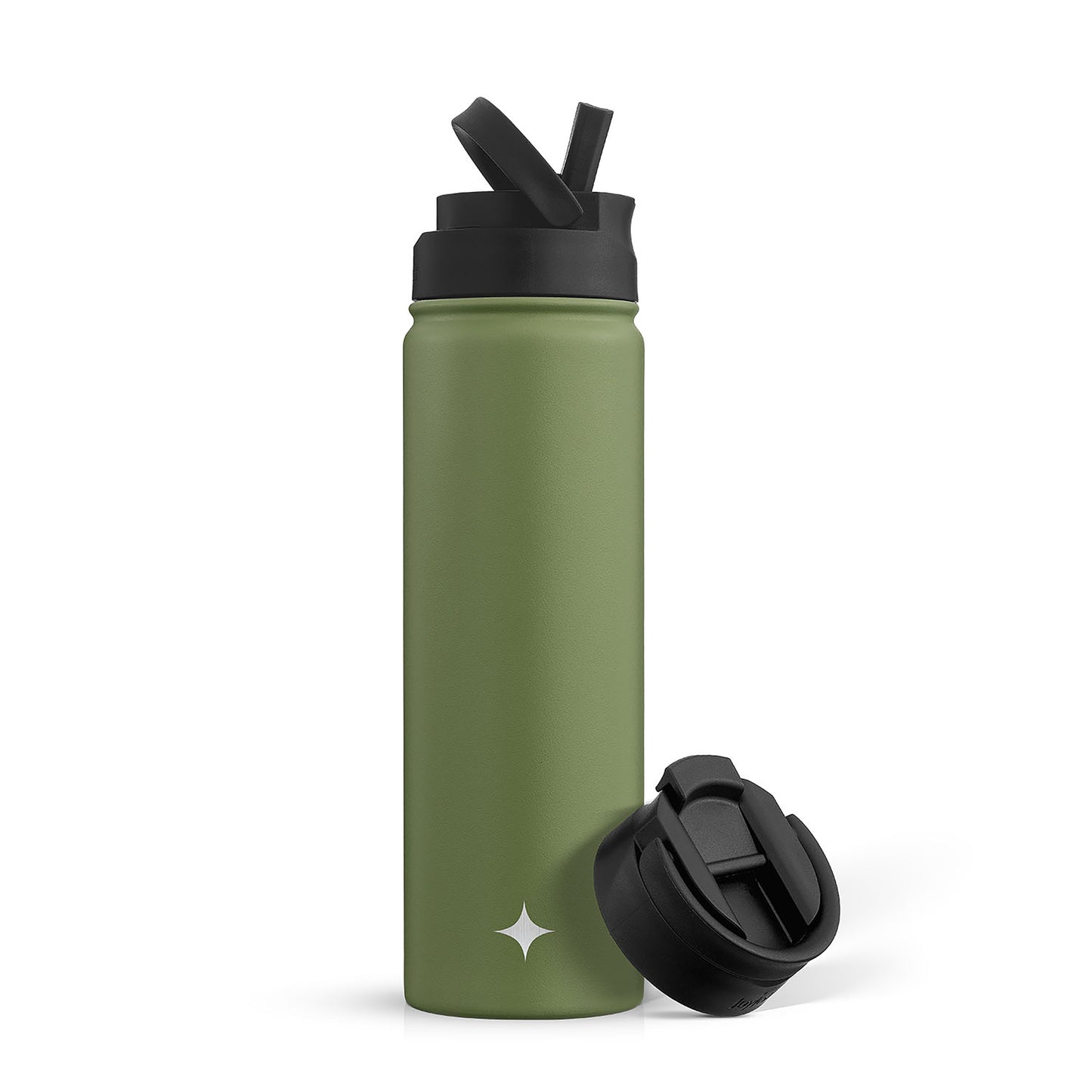 JoyJolt Vacuum Insulated Water Bottle with Flip Lid & Sport Straw Lid