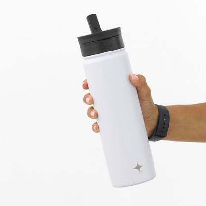 JoyJolt Vacuum Insulated Water Bottle with Flip Lid & Sport Straw Lid