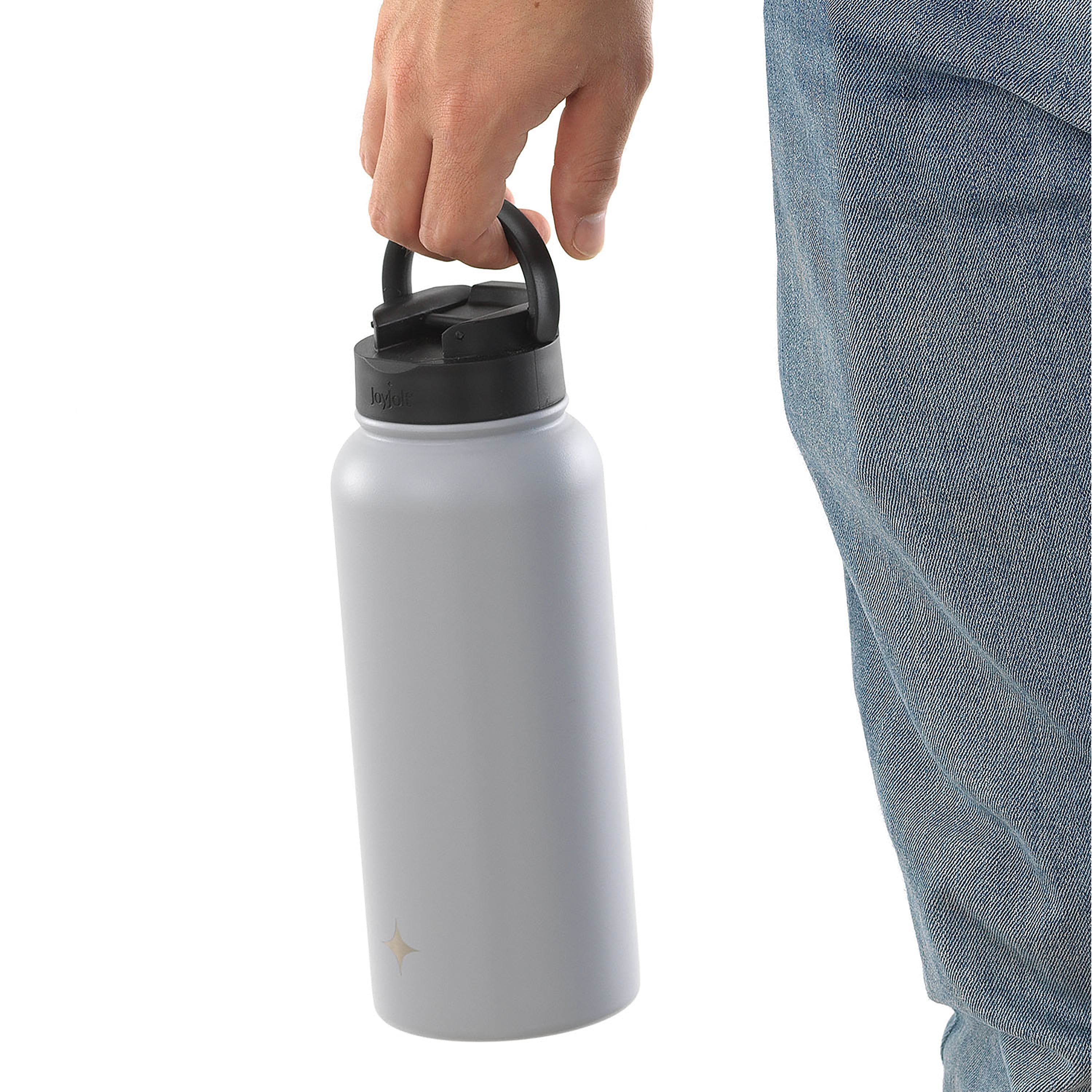 Stainless Steel Water Bottle with Flip Lid & Sport Straw Lid