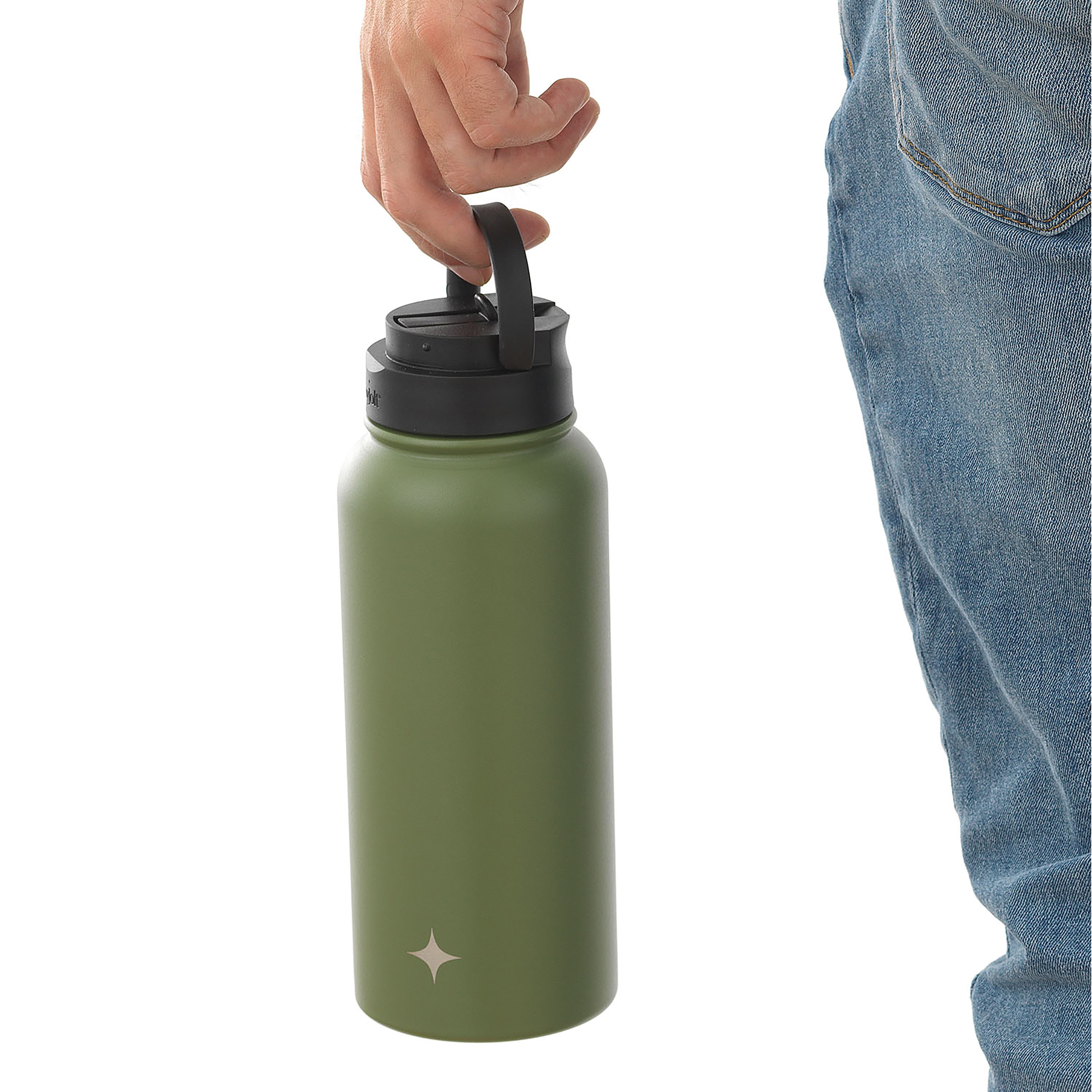 Stainless Steel Water Bottle with Flip Lid & Sport Straw Lid