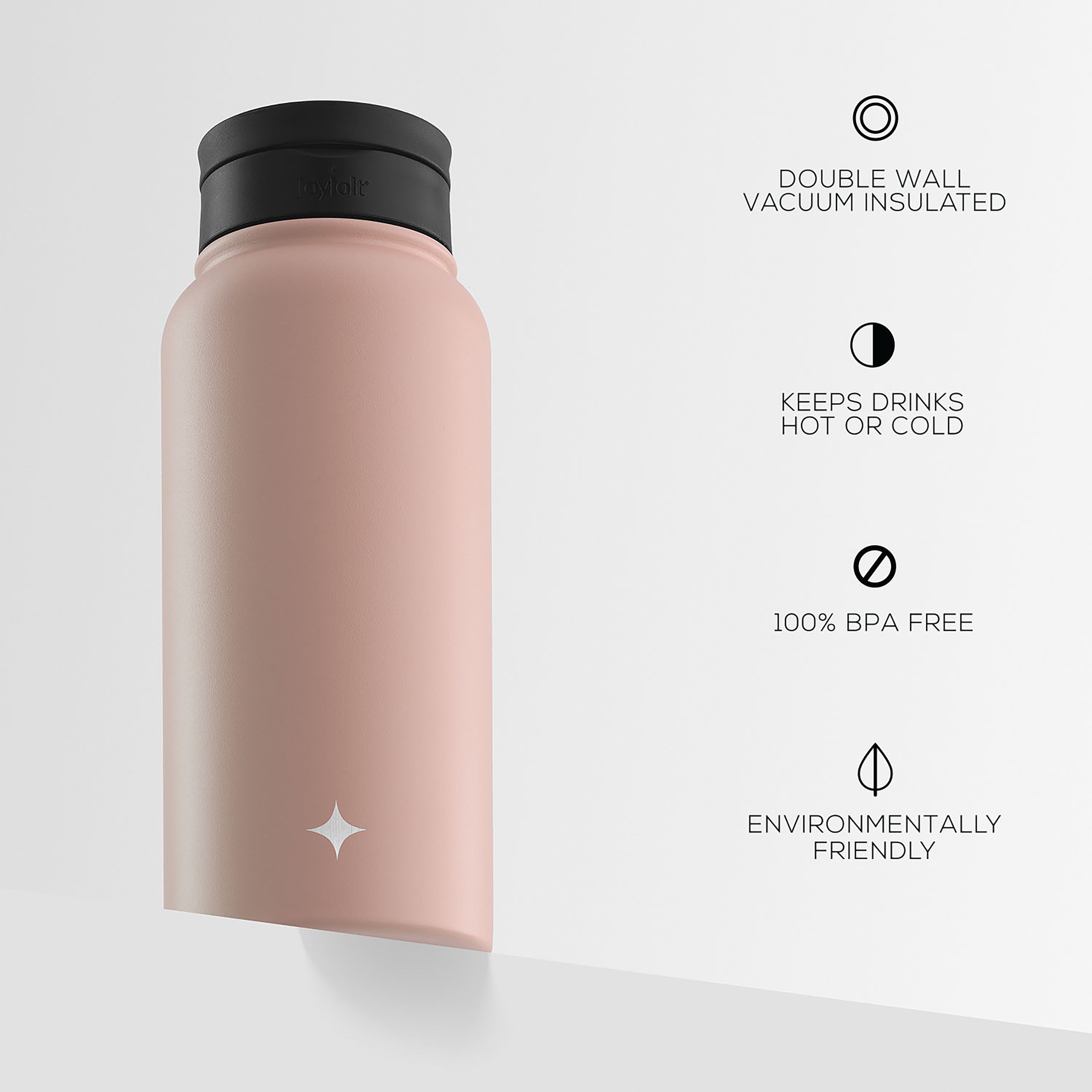 Stainless Steel Water Bottle with Flip Lid & Sport Straw Lid