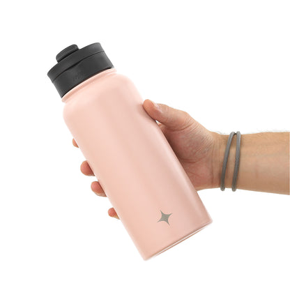 Stainless Steel Water Bottle with Flip Lid & Sport Straw Lid