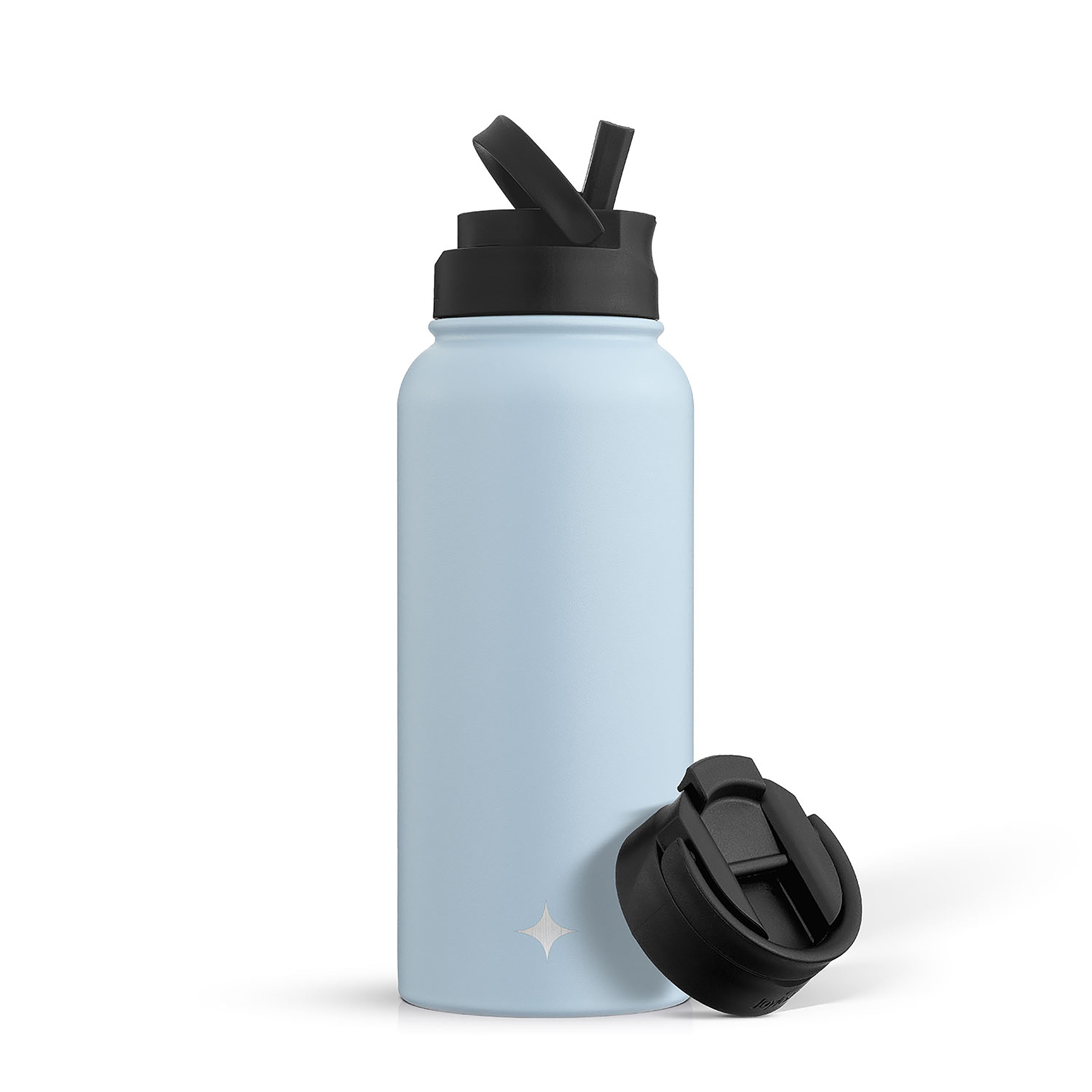 Stainless Steel Water Bottle with Flip Lid & Sport Straw Lid