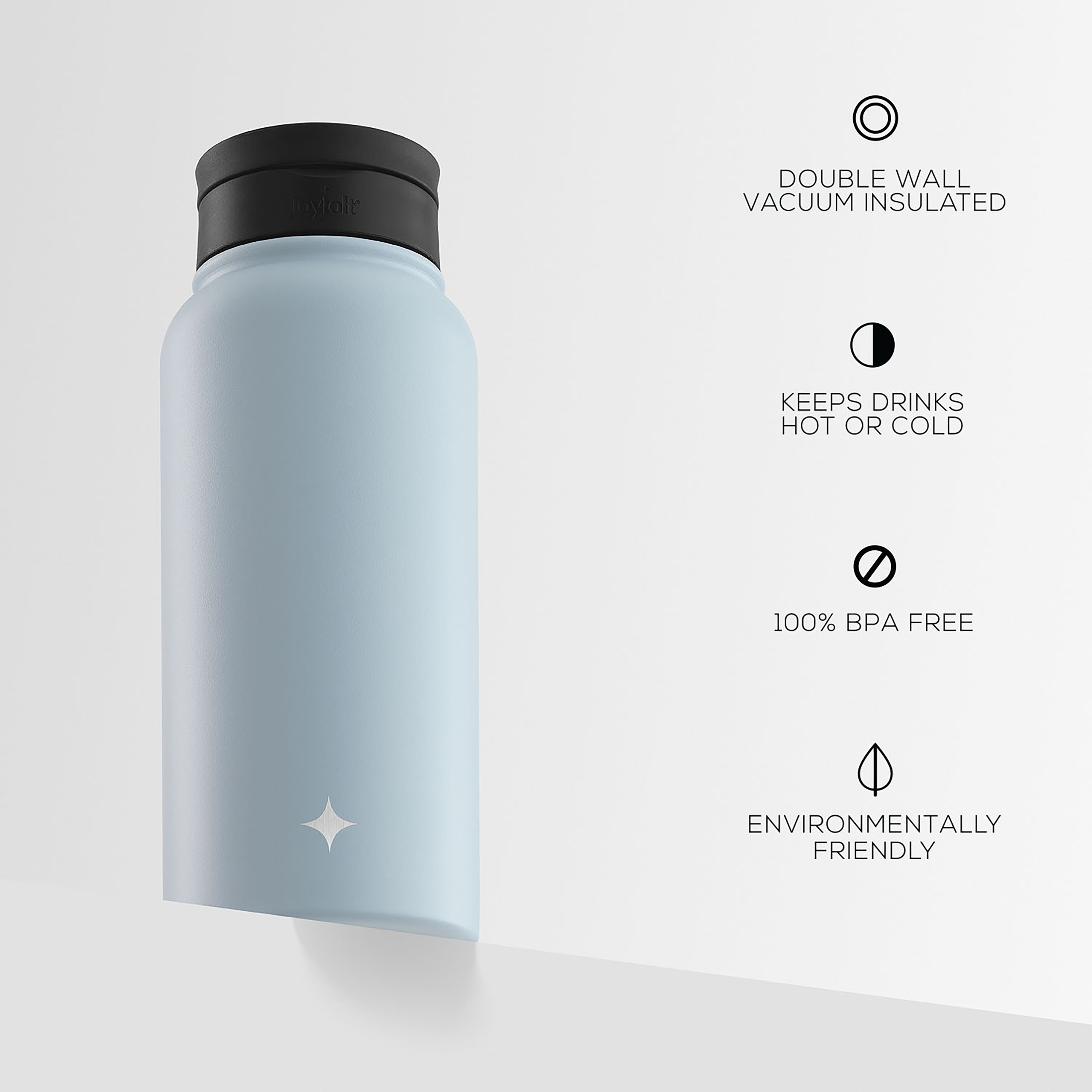 Stainless Steel Water Bottle with Flip Lid & Sport Straw Lid