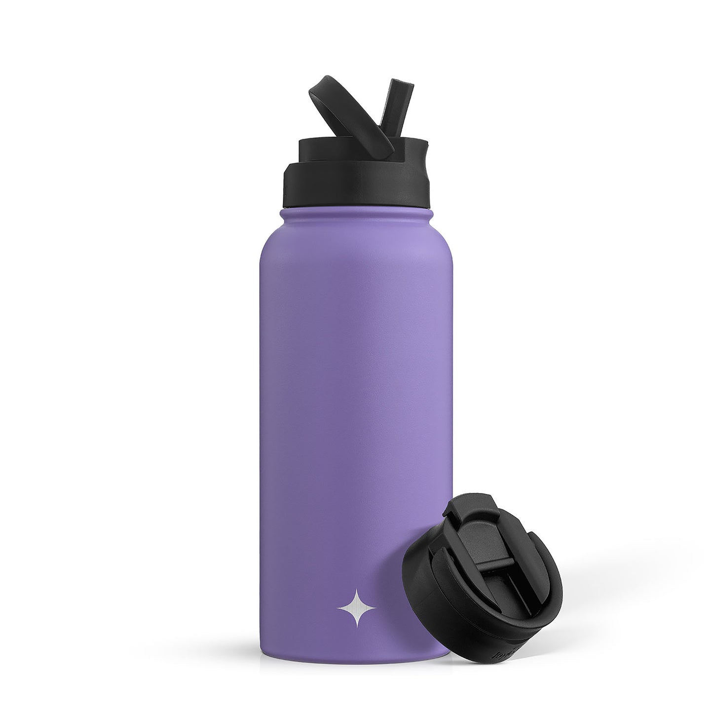 Stainless Steel Water Bottle with Flip Lid & Sport Straw Lid
