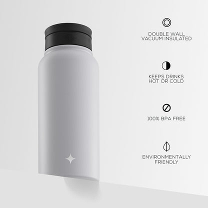 Stainless Steel Water Bottle with Flip Lid & Sport Straw Lid
