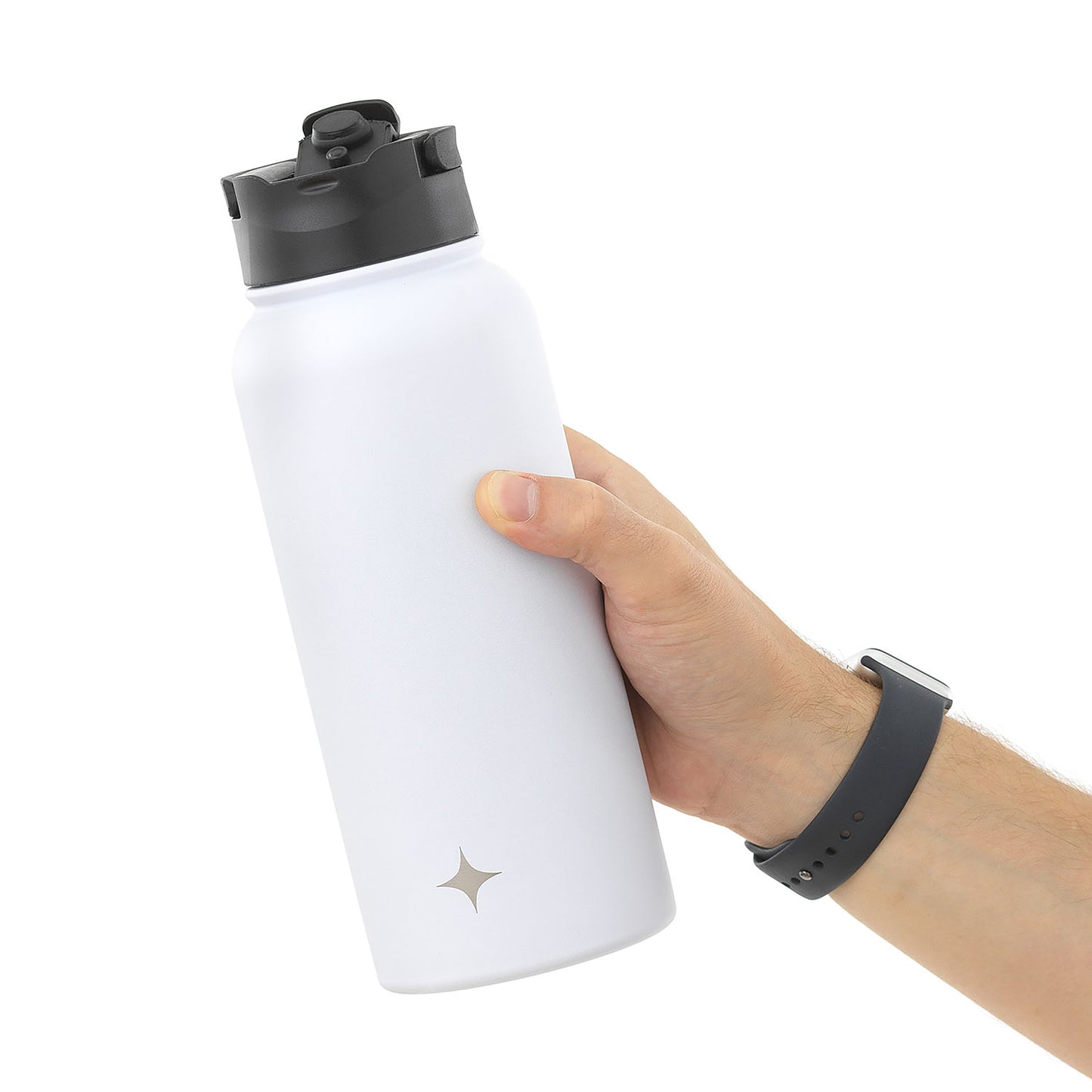 Stainless Steel Water Bottle with Flip Lid & Sport Straw Lid