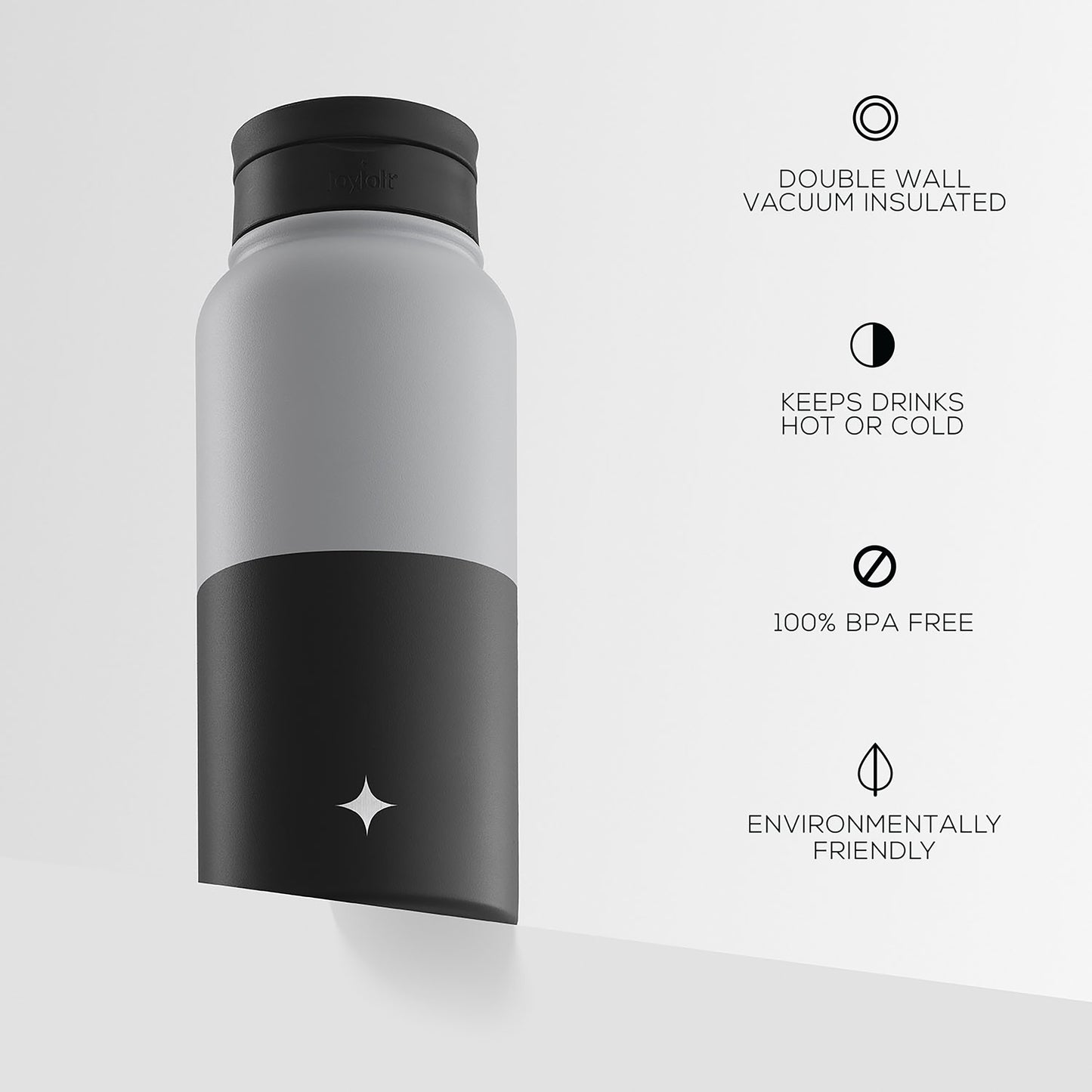 Stainless Steel Water Bottle with Flip Lid & Sport Straw Lid