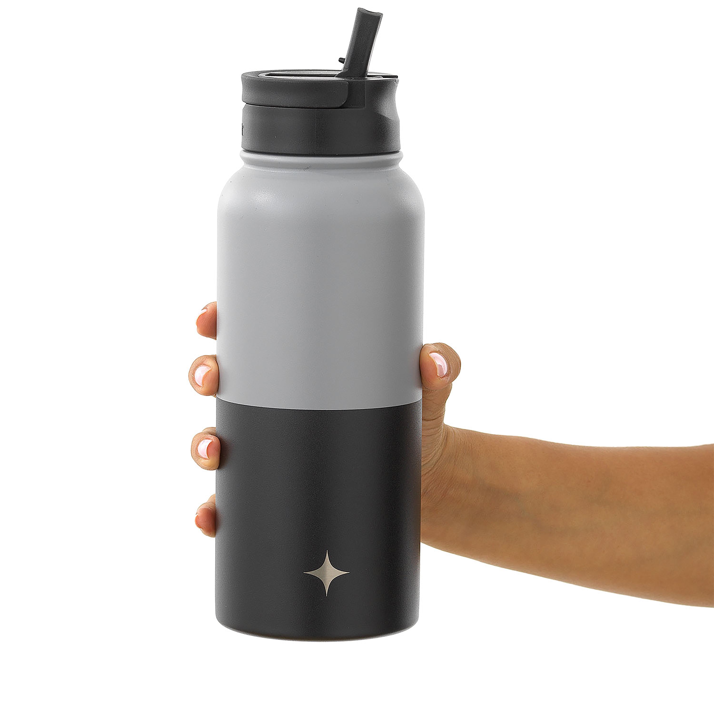 Stainless Steel Water Bottle with Flip Lid & Sport Straw Lid