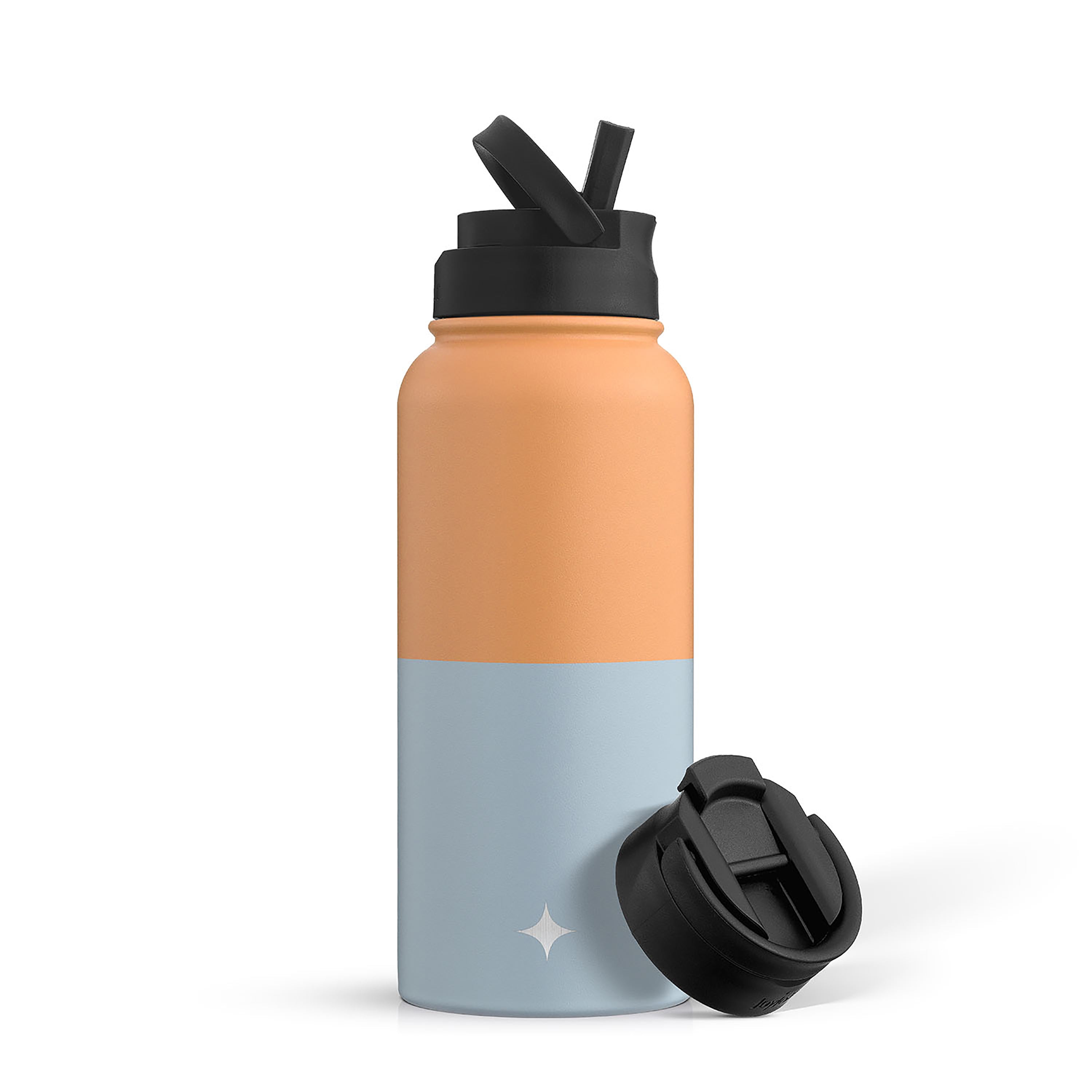 Stainless Steel Water Bottle with Flip Lid & Sport Straw Lid
