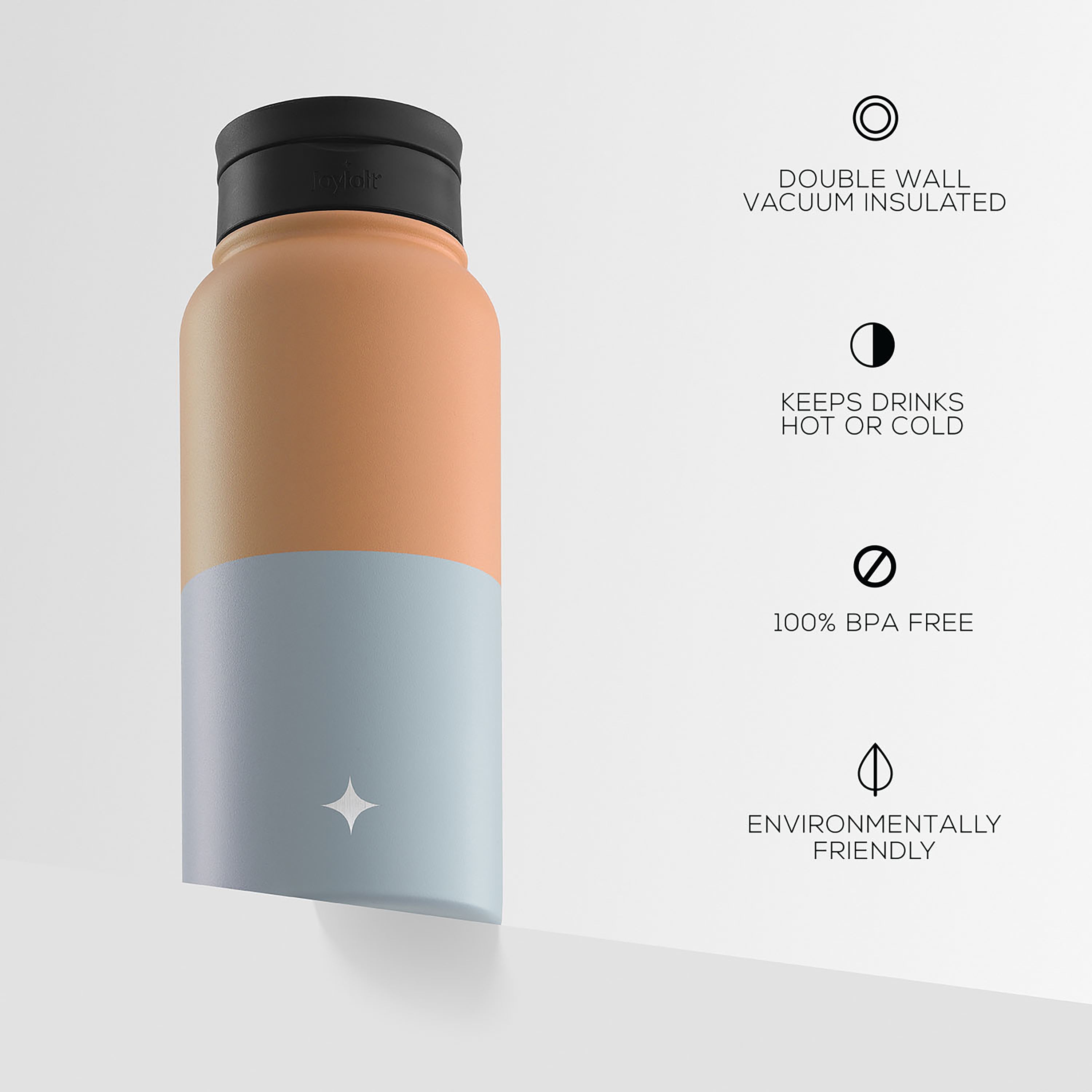 Stainless Steel Water Bottle with Flip Lid & Sport Straw Lid