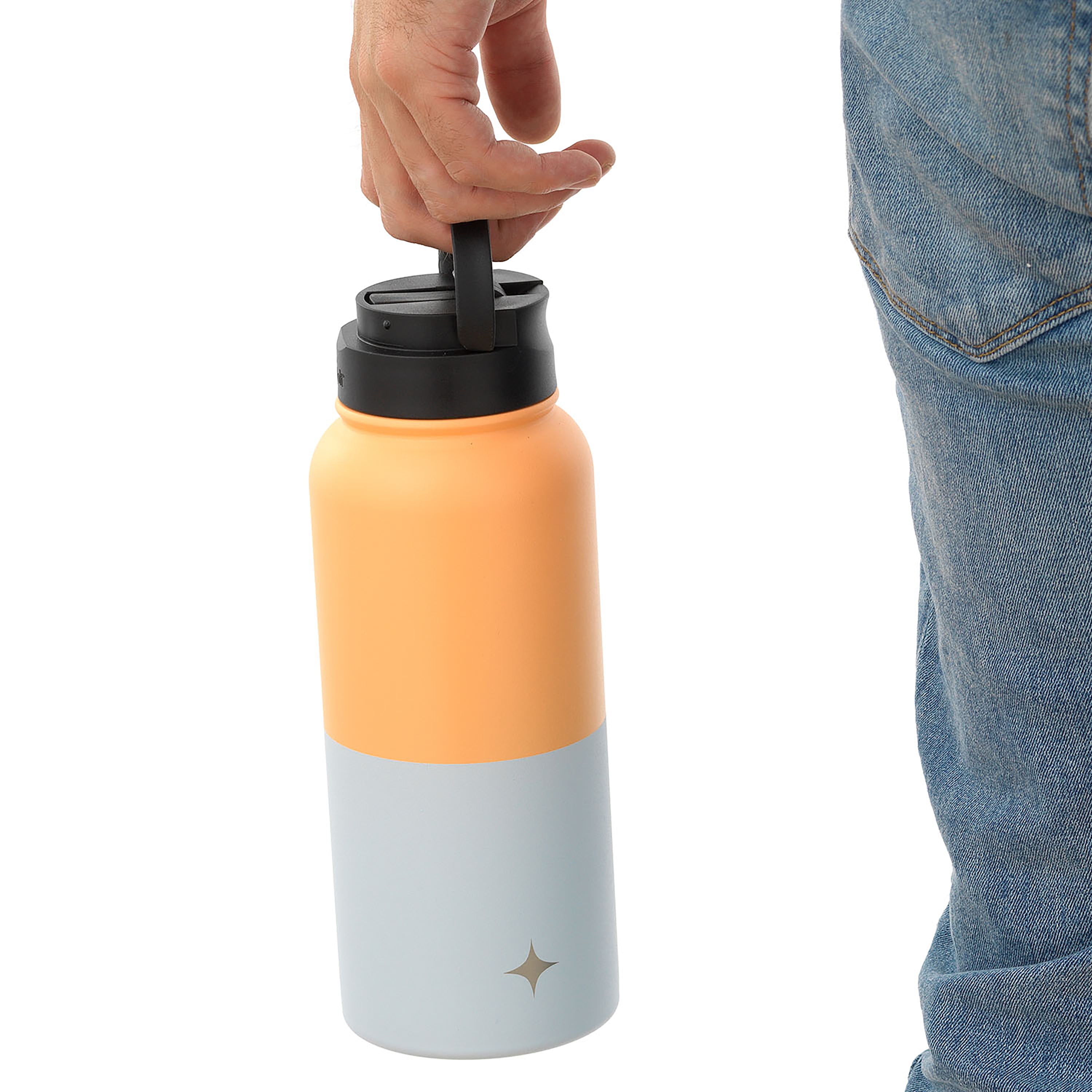Stainless Steel Water Bottle with Flip Lid & Sport Straw Lid