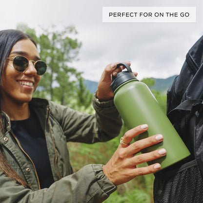 Stainless Steel Water Bottle with Flip Lid & Sport Straw Lid