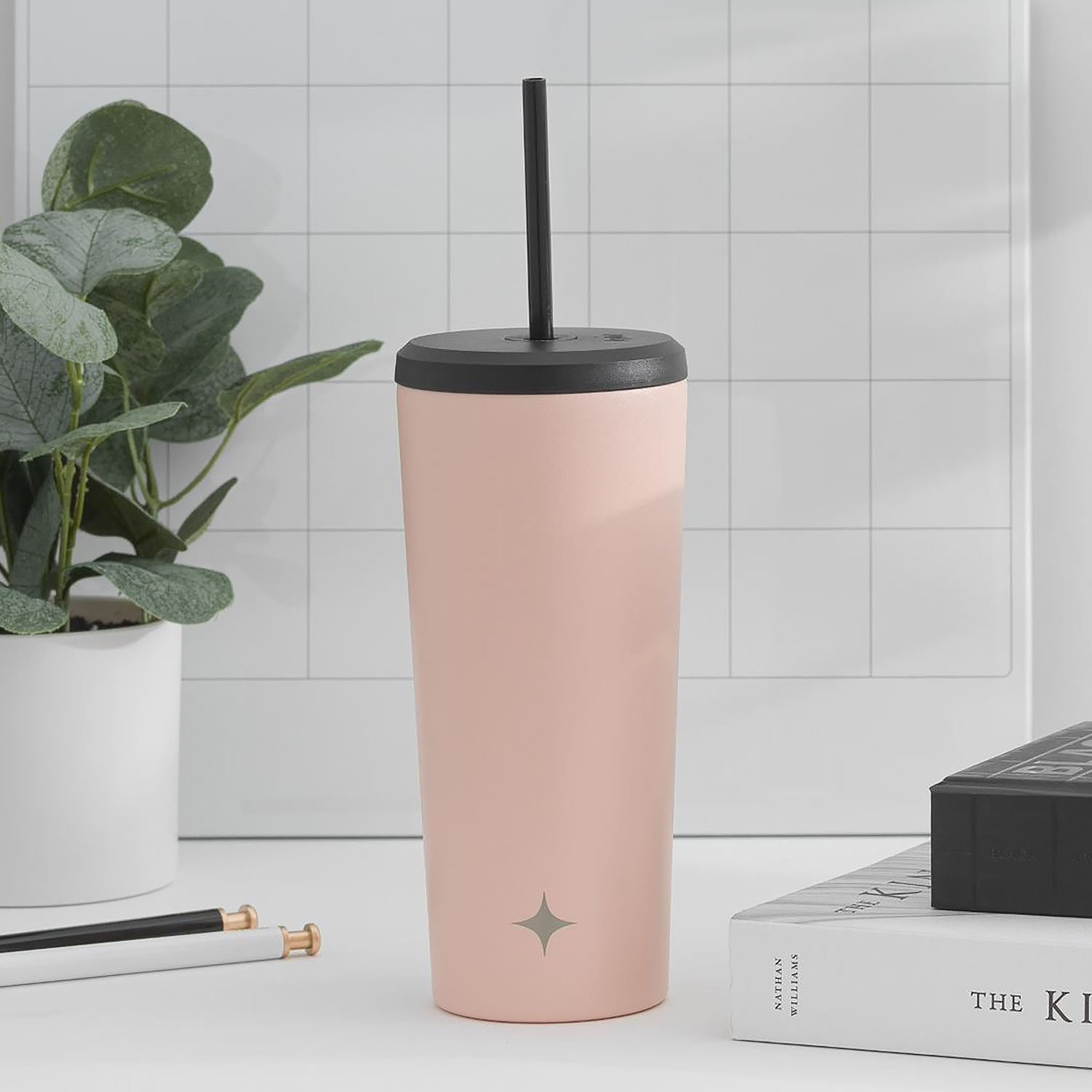 JoyJolt Vacuum Insulated Tumbler with Flip Lid and Straw