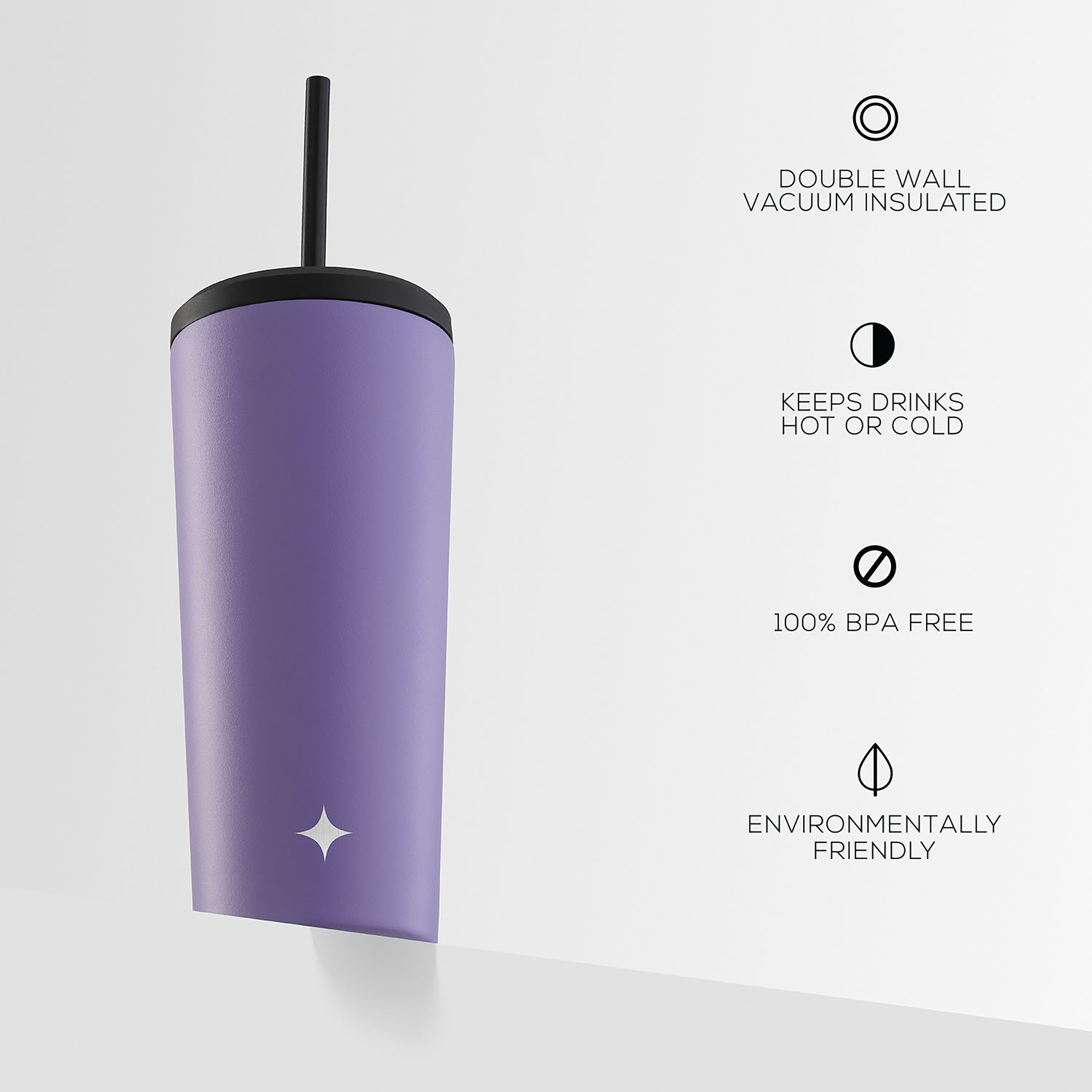 JoyJolt Vacuum Insulated Tumbler with Flip Lid and Straw