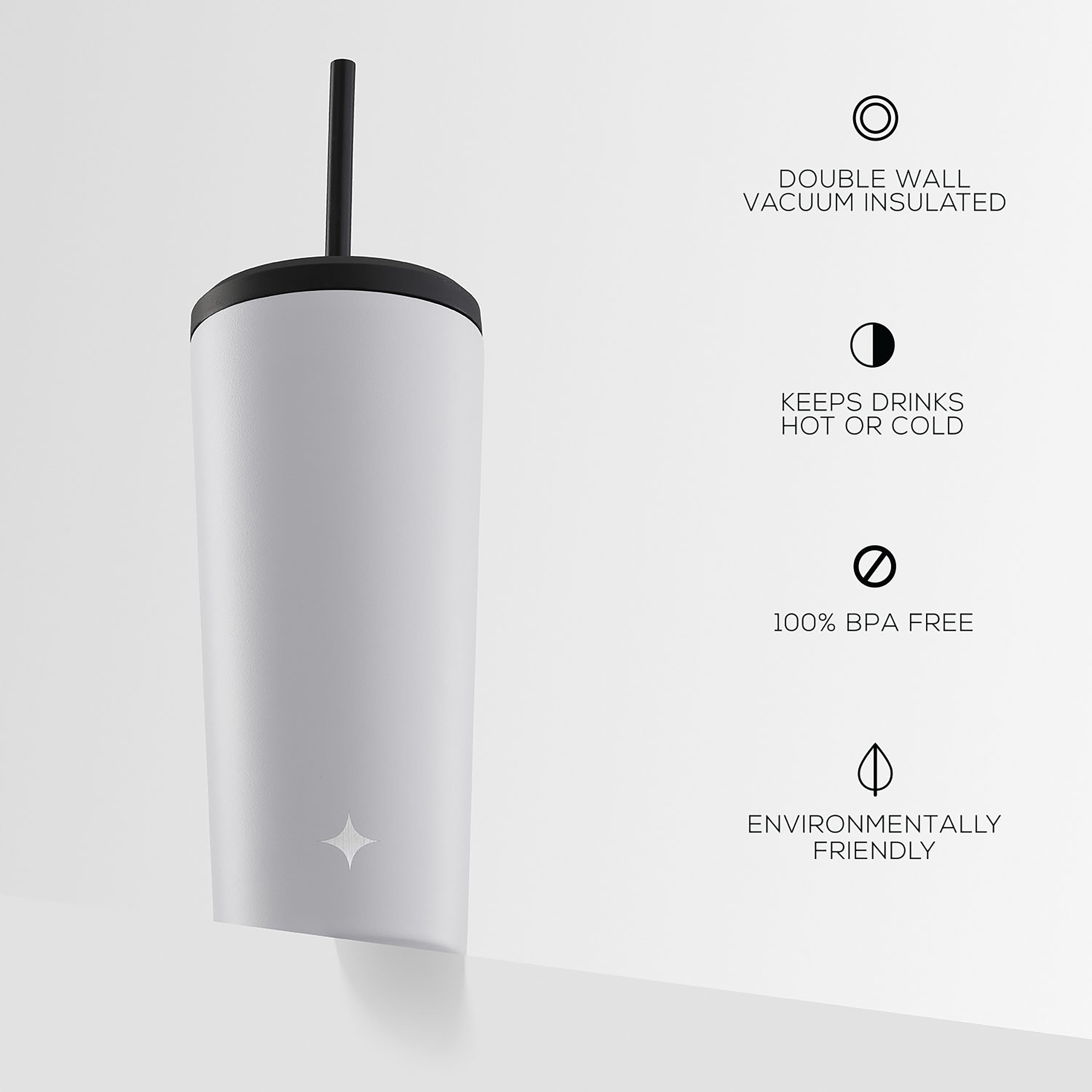 JoyJolt Vacuum Insulated Tumbler with Flip Lid and Straw