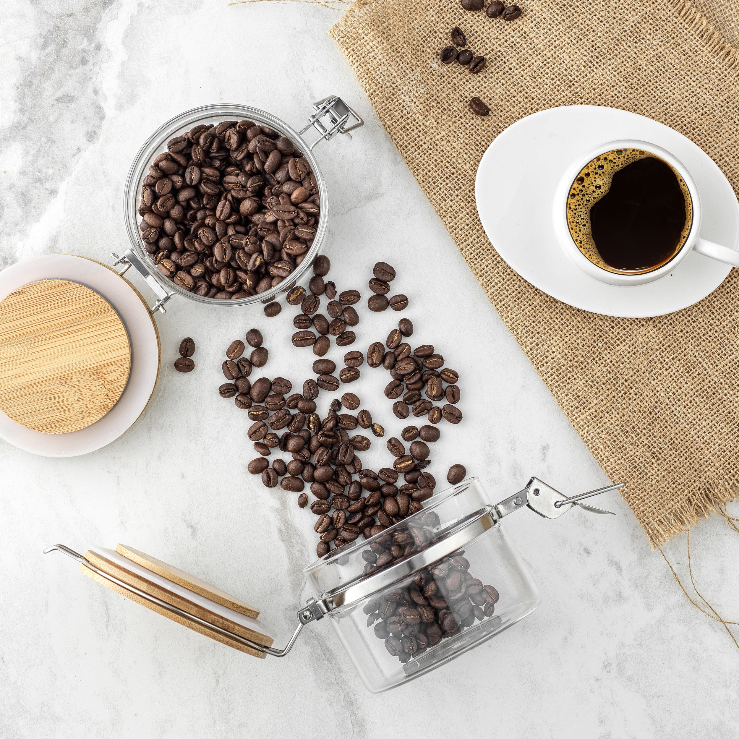 Storage Jars with Airtight Bamboo Clamp Lids Set