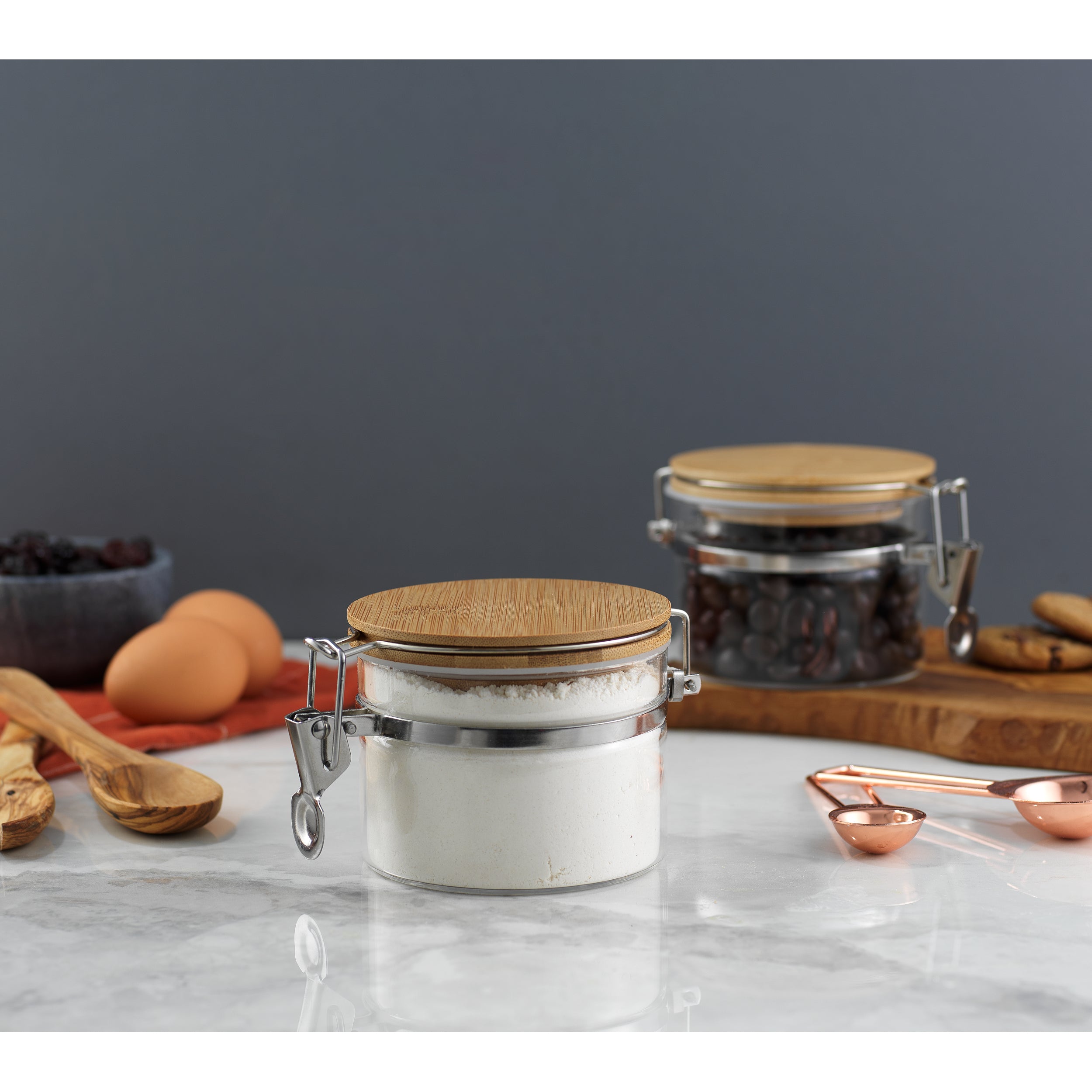 Storage Jars with Airtight Bamboo Clamp Lids Set