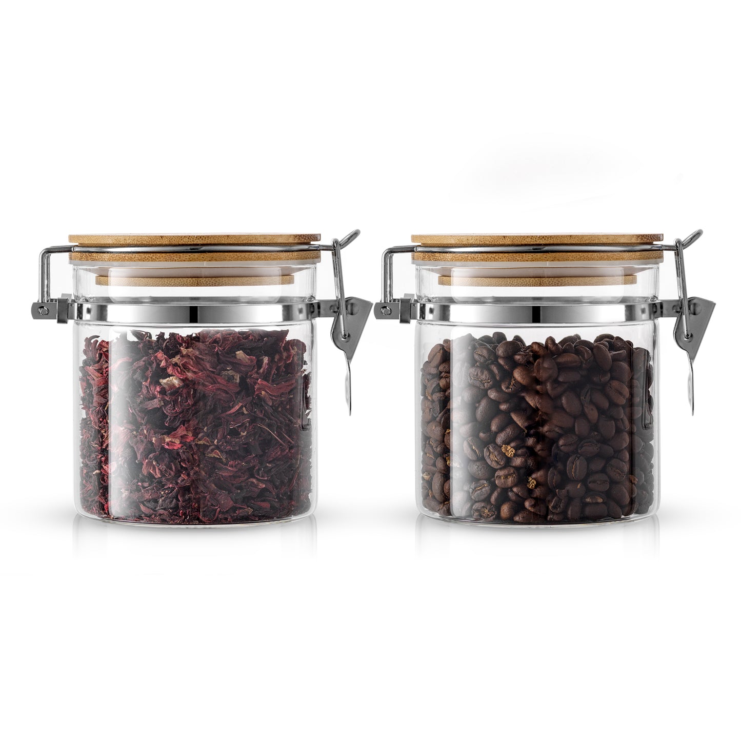 Storage Jars with Airtight Bamboo Clamp Lids Set