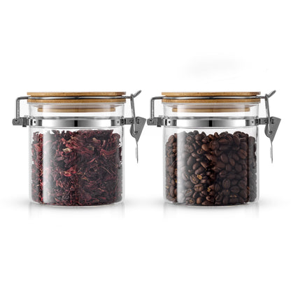 Storage Jars with Airtight Bamboo Clamp Lids Set