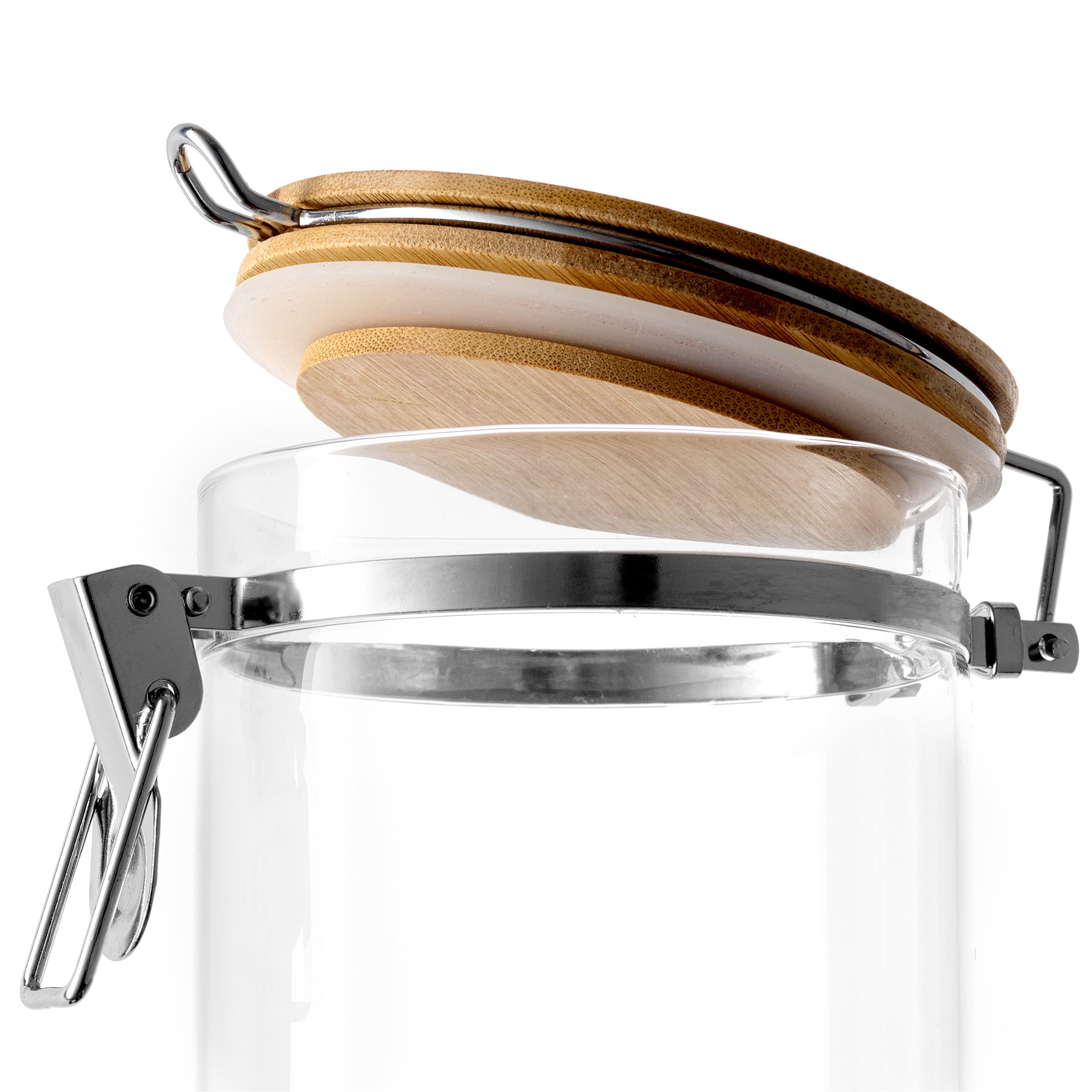 Storage Jars with Airtight Bamboo Clamp Lids Set